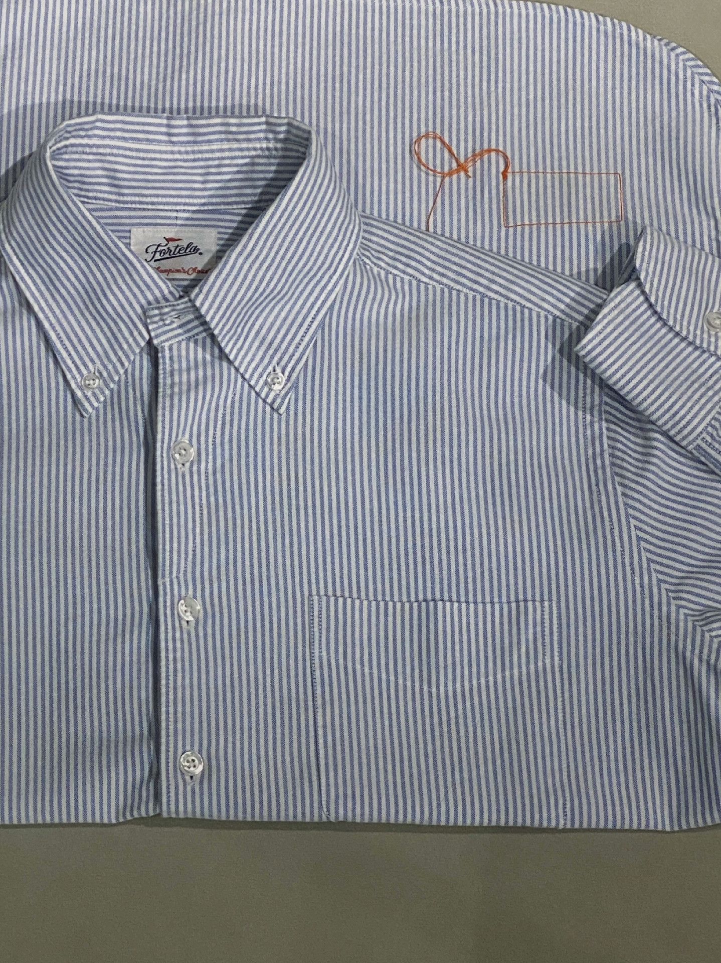 Fortela FORTELA Blue White Stripe Oxford Shirt Size US M / EU 48-50 / 2 - 6 Thumbnail