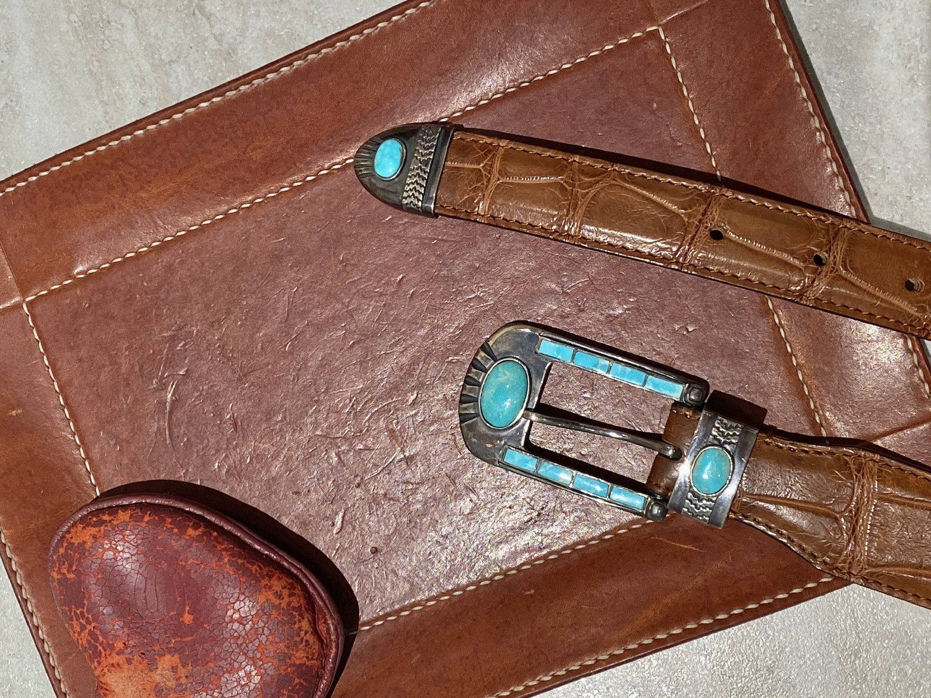 Japanese Brand Japanese Handmade 925 Silver Turquoise Crocodile Strap Size ONE SIZE - 3 Thumbnail