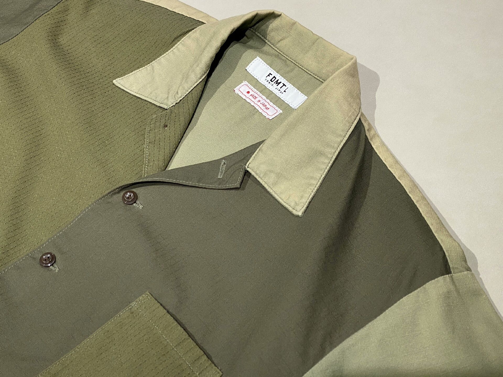 FDMTL FDMTL Military Green Patchwork Short-Sleeve Shirt Size US M / EU 48-50 / 2 - 4 Thumbnail