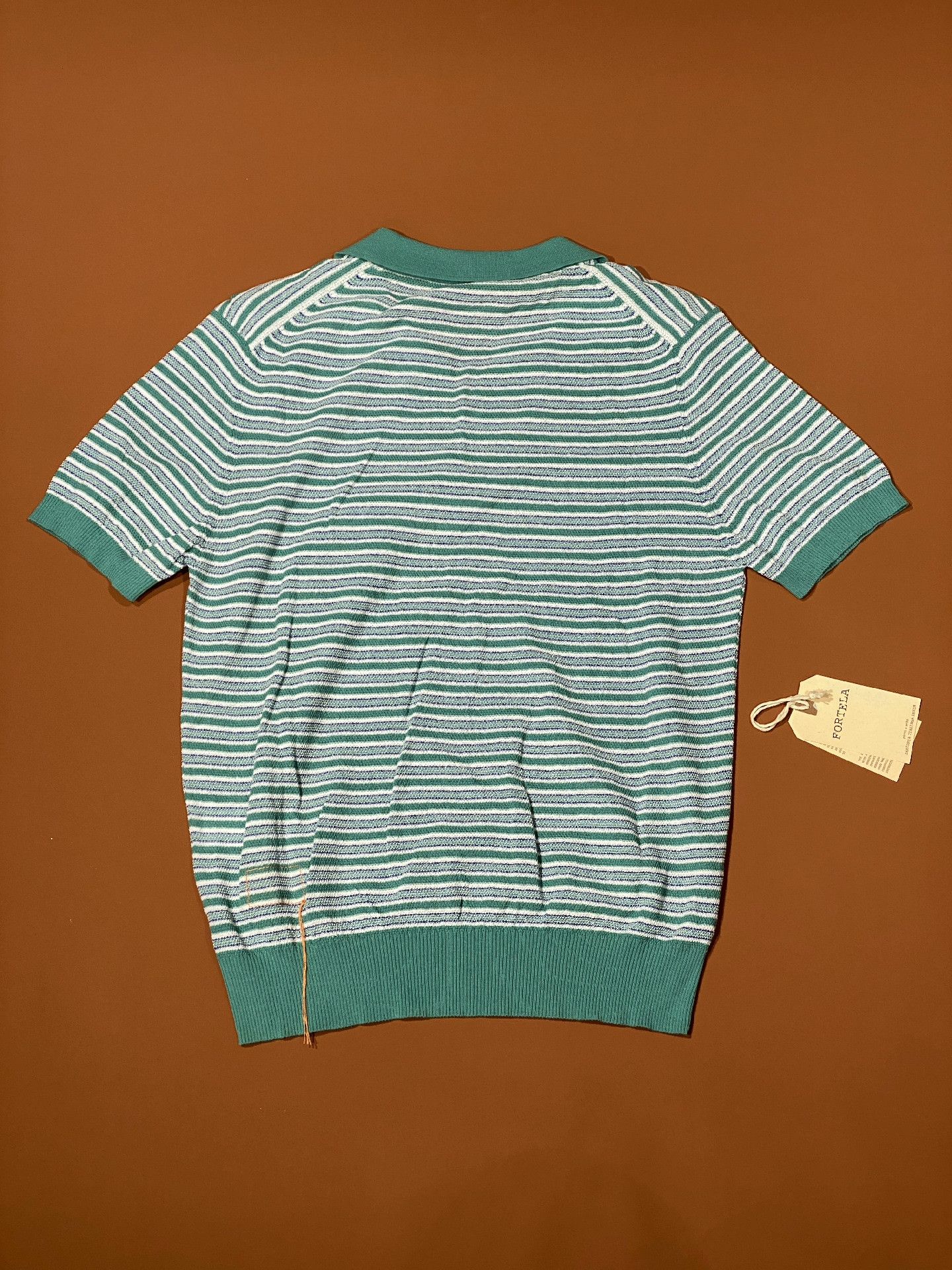 Fortela Fortela Italian Striped Knit Polo Shirt Size US S / EU 44-46 / 1 - 3 Thumbnail