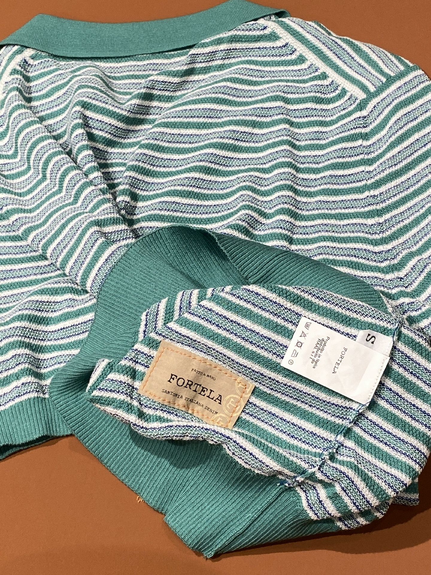 Fortela Fortela Italian Striped Knit Polo Shirt Size US S / EU 44-46 / 1 - 5 Thumbnail