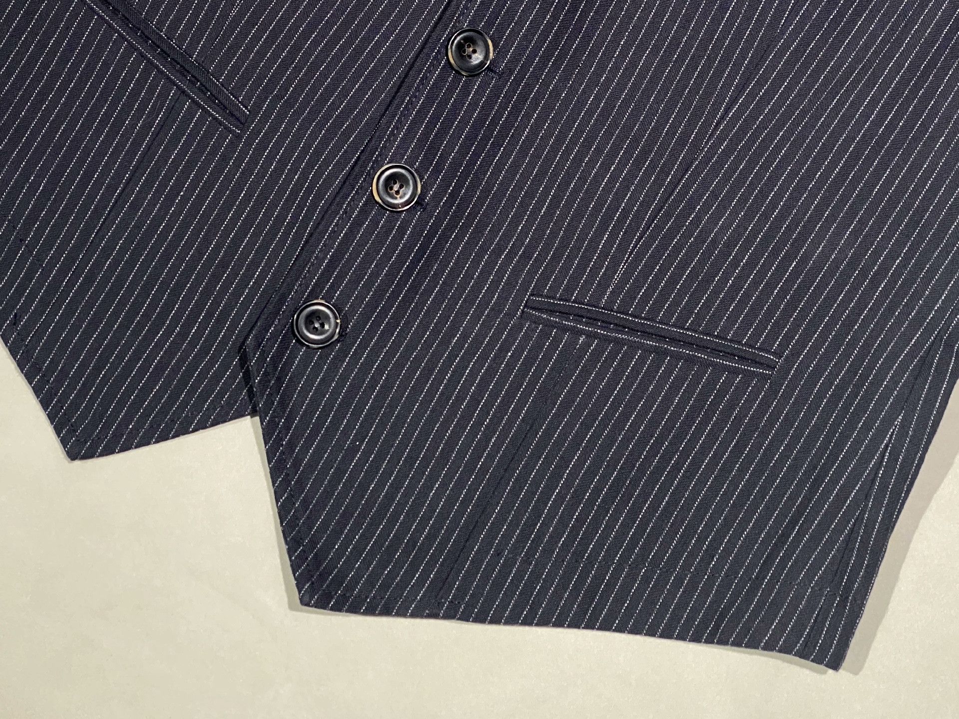 HANSEN Garments HANSEN Blue-Black Striped Lapel Vest Size US M / EU 48-50 / 2 - 4 Thumbnail