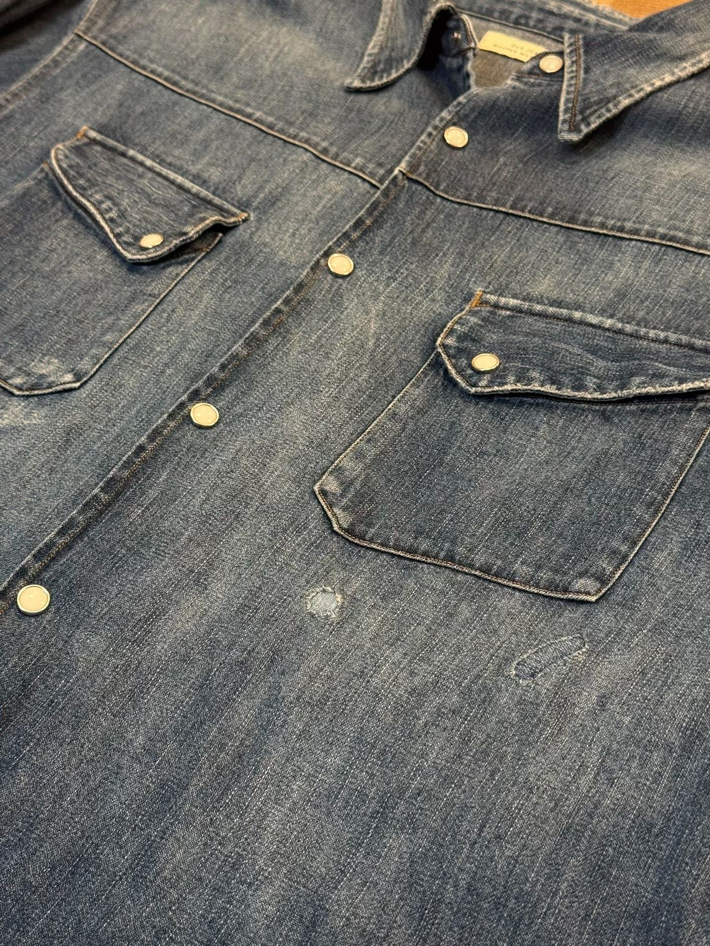 Old Joe Old Joe Distressed Washed Denim Shirt Size US M / EU 48-50 / 2 - 5 Thumbnail