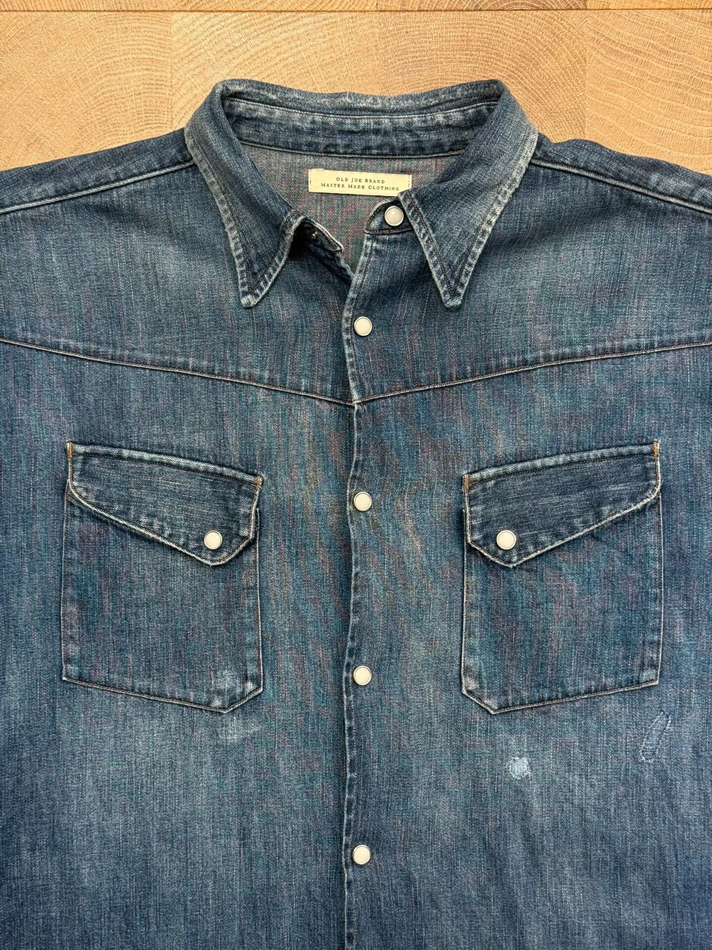 Old Joe Old Joe Distressed Washed Denim Shirt Size US M / EU 48-50 / 2 - 3 Thumbnail