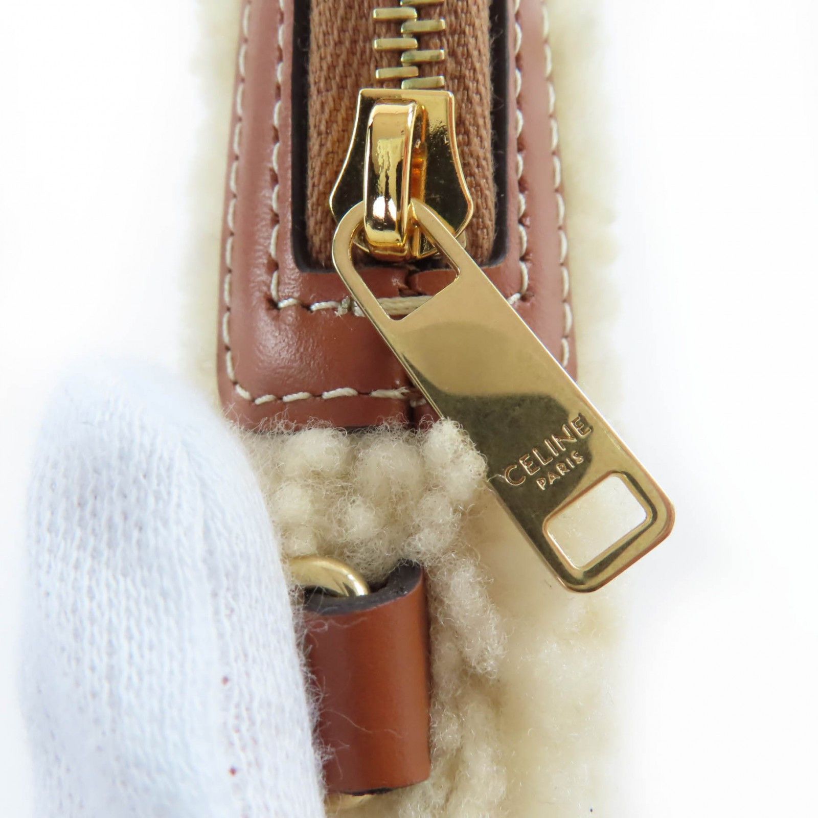 Celine Celine Celine Small Pouch With Strap Shearling Leather Clutch Fur Clutch Bag 10J503FJ4 DUTY FREE for USA Size ONE SIZE - 11 Thumbnail