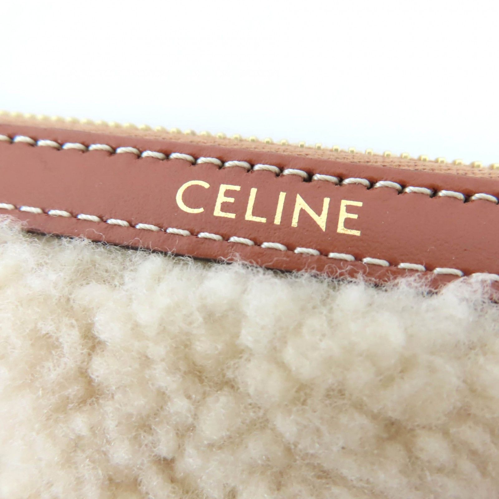Celine Celine Celine Small Pouch With Strap Shearling Leather Clutch Fur Clutch Bag 10J503FJ4 DUTY FREE for USA Size ONE SIZE - 9 Thumbnail