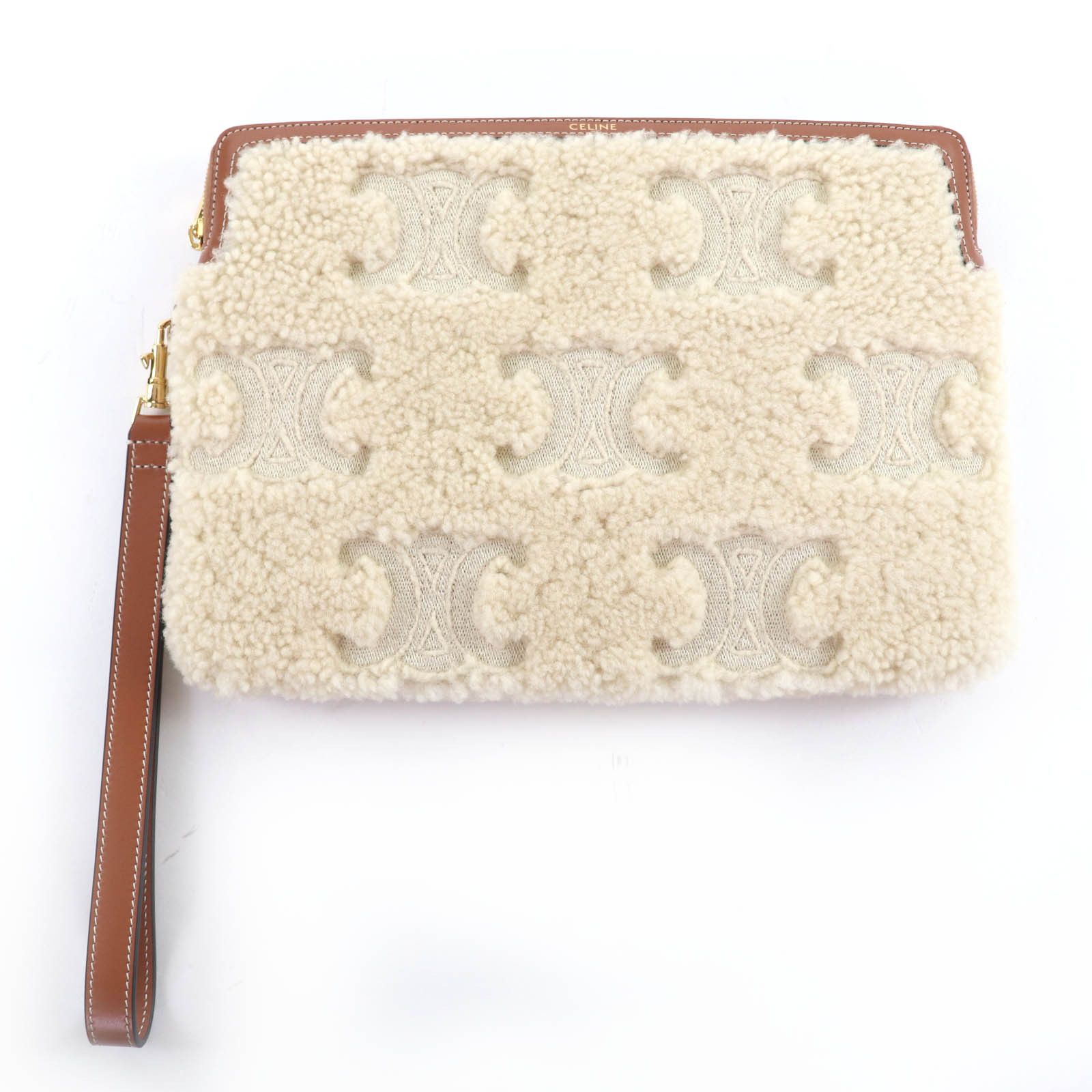Celine Celine Celine Small Pouch With Strap Shearling Leather Clutch Fur Clutch Bag 10J503FJ4 DUTY FREE for USA Size ONE SIZE - 3 Thumbnail