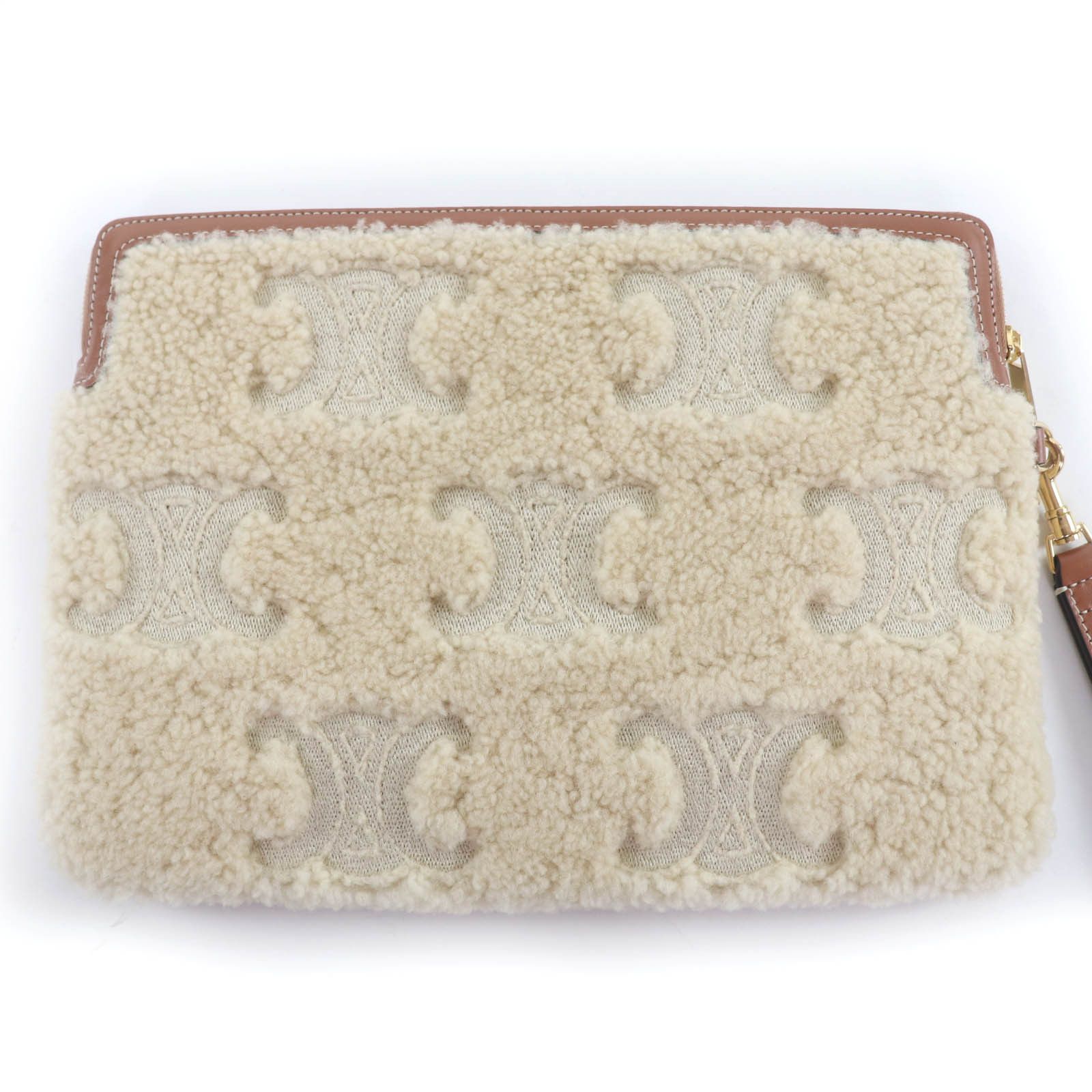 Celine Celine Celine Small Pouch With Strap Shearling Leather Clutch Fur Clutch Bag 10J503FJ4 DUTY FREE for USA Size ONE SIZE - 4 Thumbnail