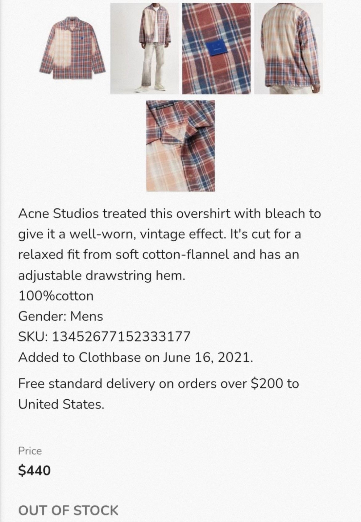 Acne Studios Acne Studios Bleached Check Overshirt Size US L / EU 52-54 / 3 - 7 Thumbnail