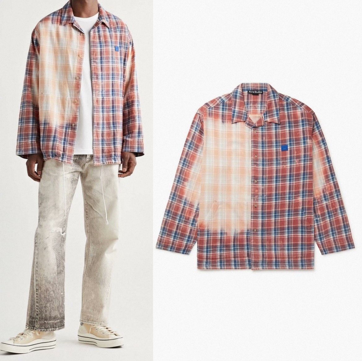 Acne Studios Acne Studios Bleached Check Overshirt Size US L / EU 52-54 / 3 - 6 Thumbnail