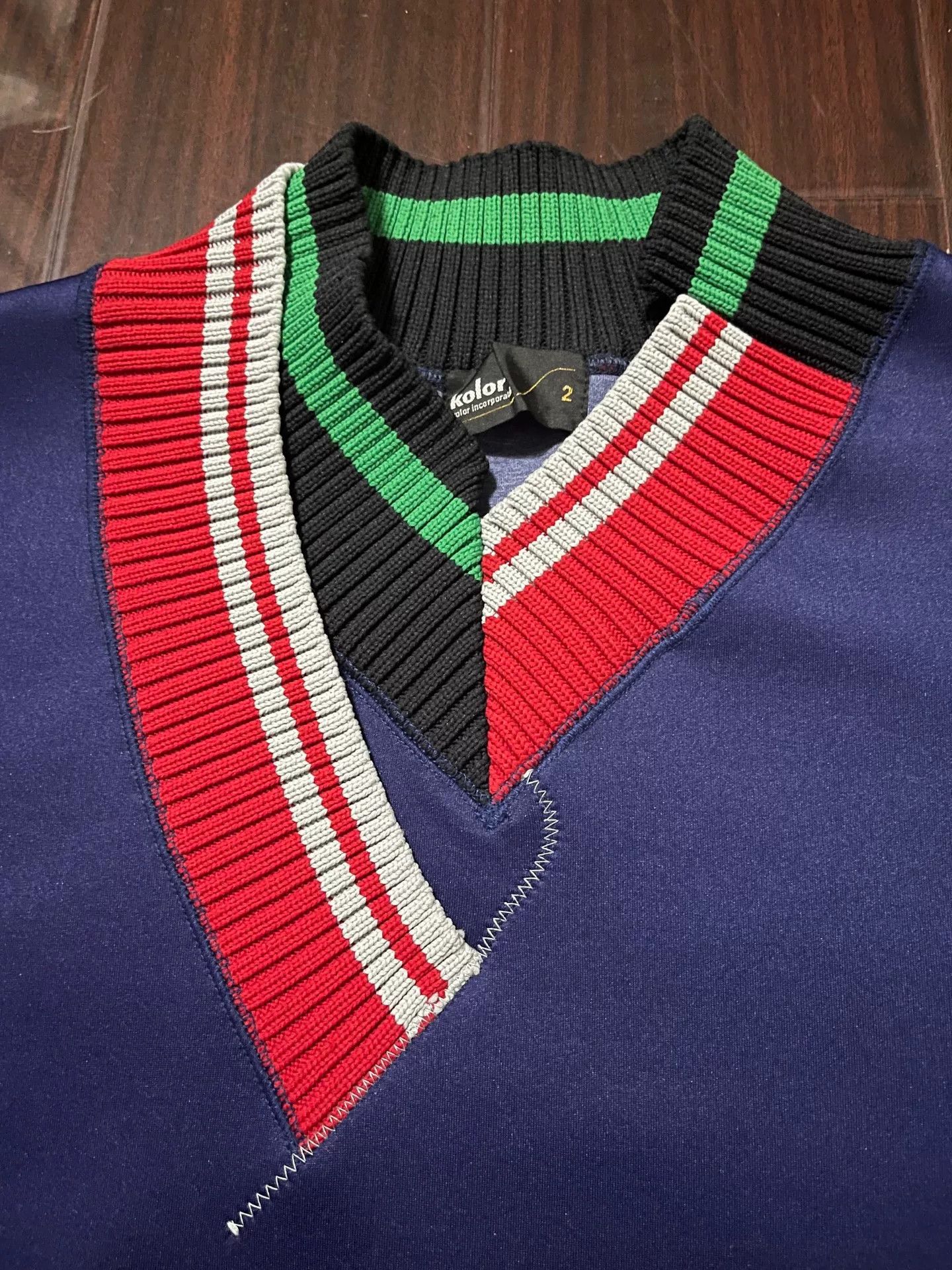 Sacai Kolor Irregular Knit Collar Space Cotton Sweatshirt Size US M / EU 48-50 / 2 - 2 Thumbnail