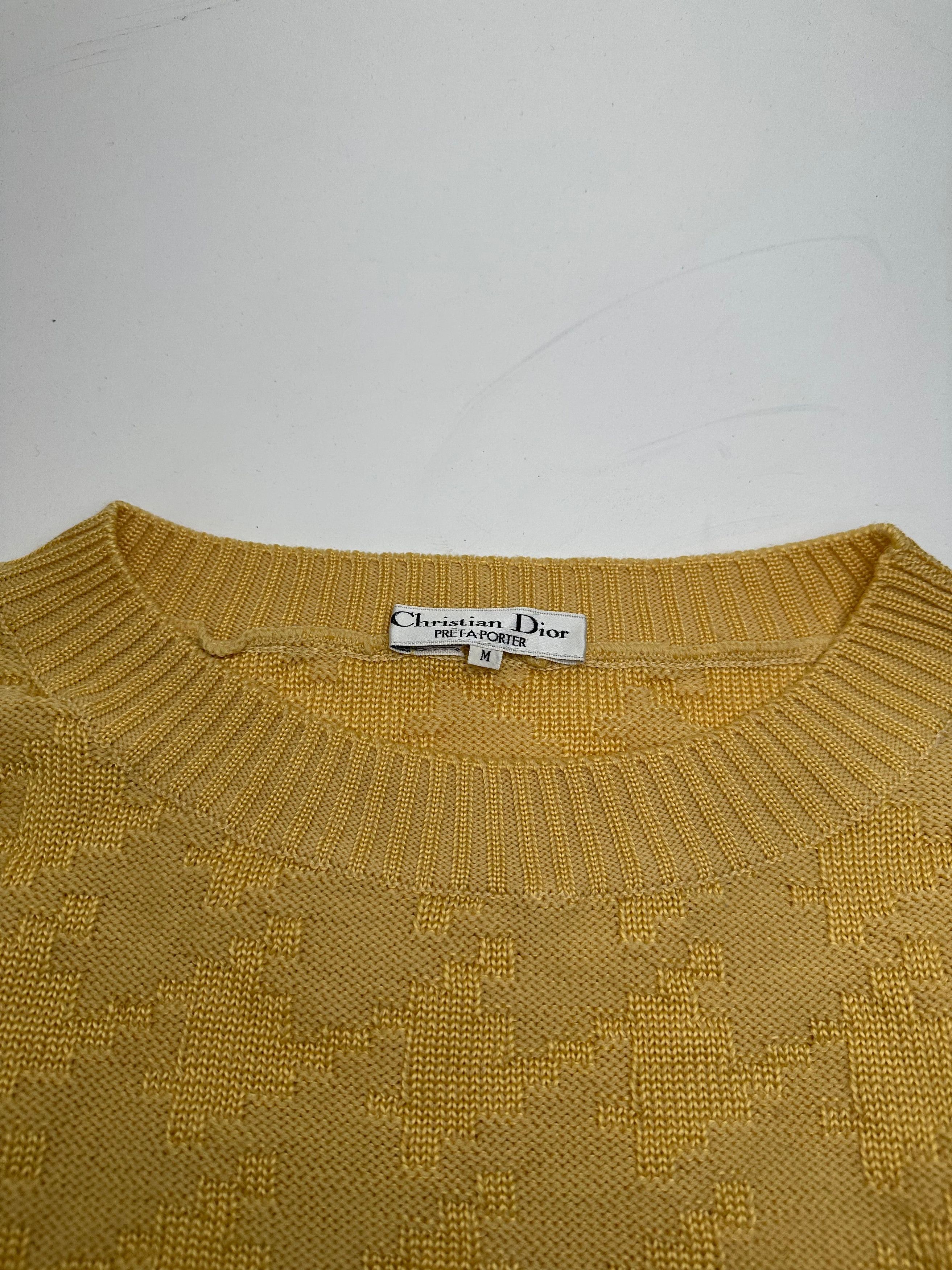 Dior Vintage Short Sleeve Wool Sweater Yellow M Size S / US 4 / IT 40 - 6 Thumbnail