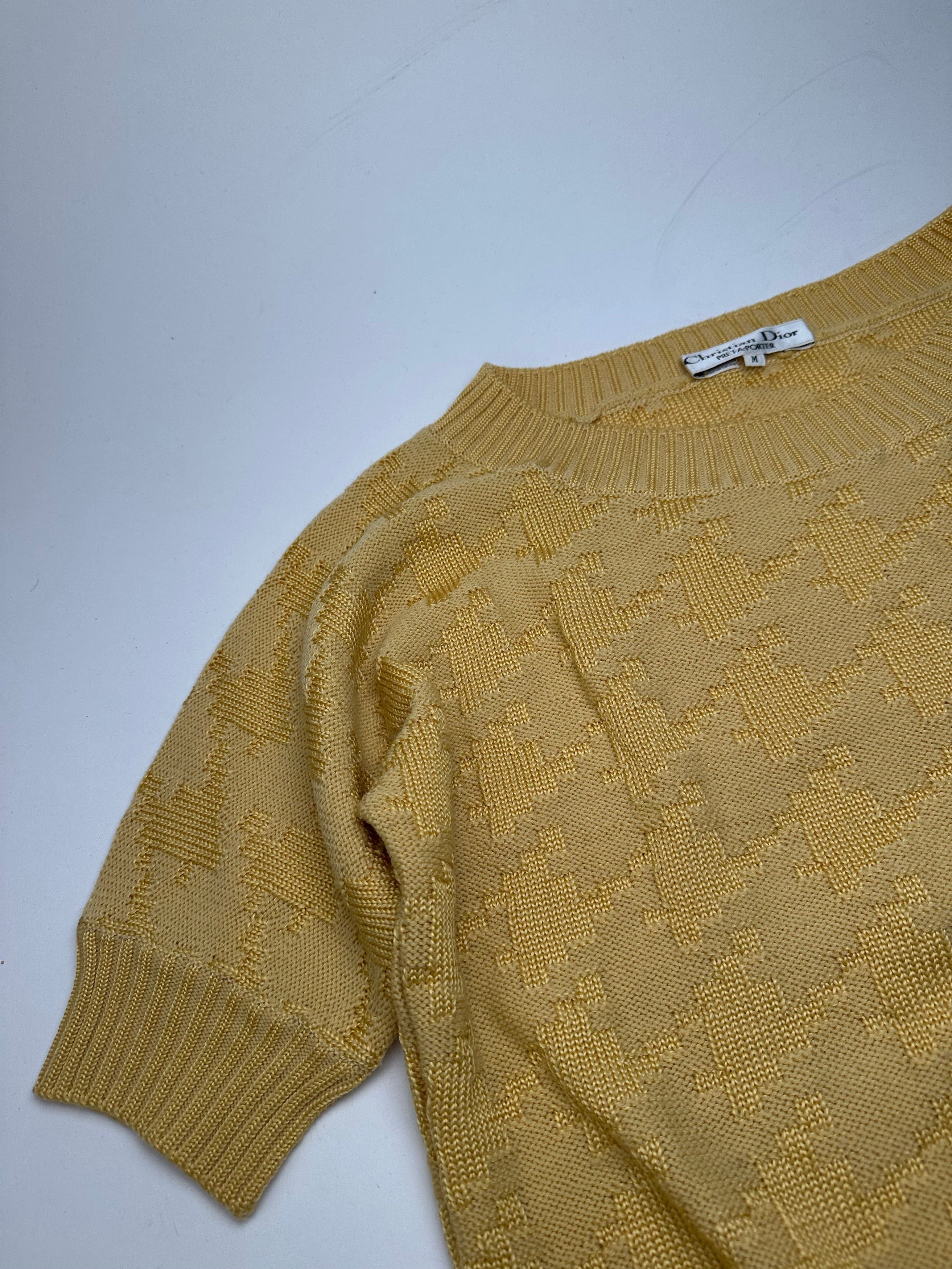 Dior Vintage Short Sleeve Wool Sweater Yellow M Size S / US 4 / IT 40 - 5 Thumbnail