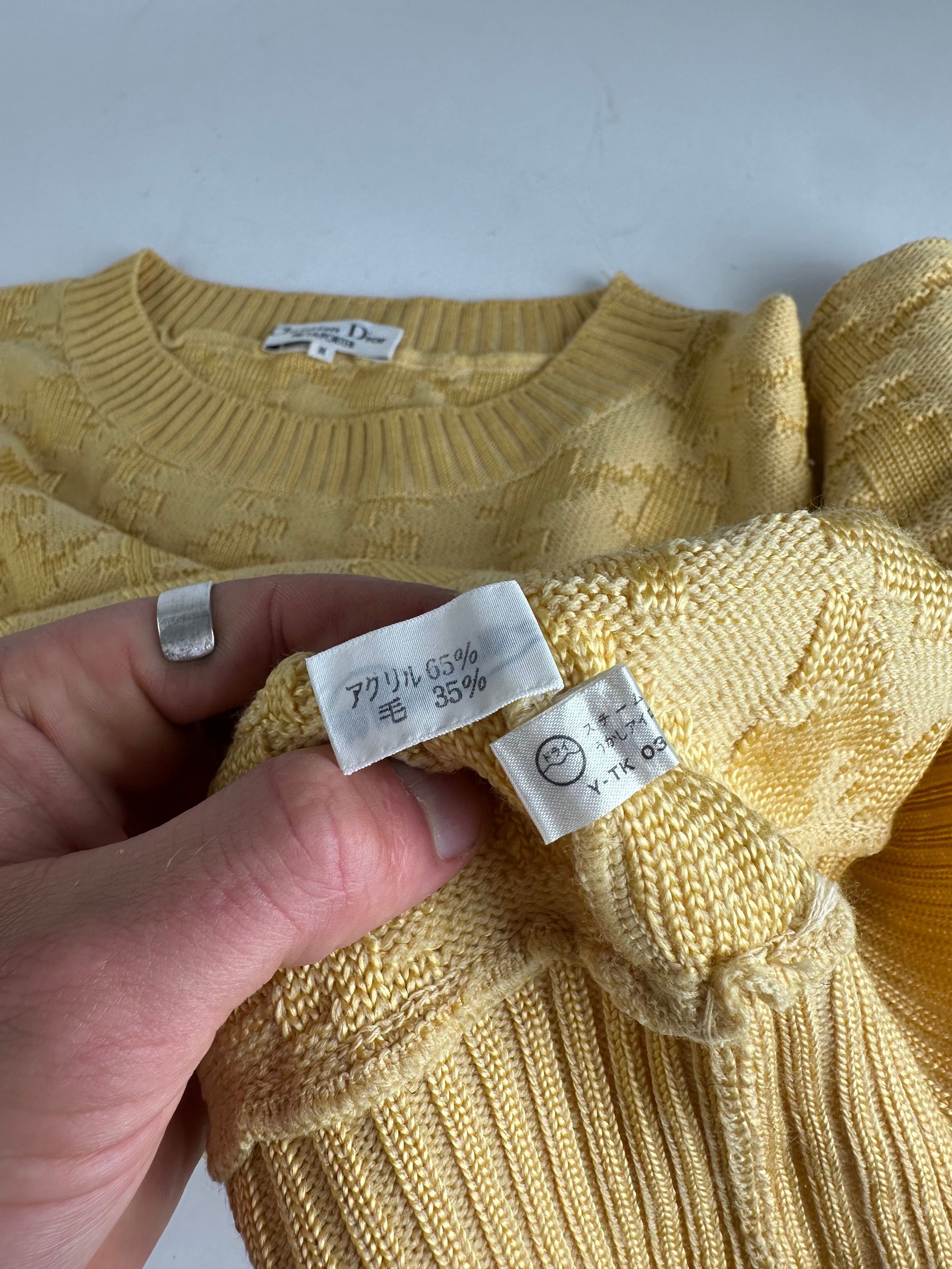 Dior Vintage Short Sleeve Wool Sweater Yellow M Size S / US 4 / IT 40 - 8 Thumbnail