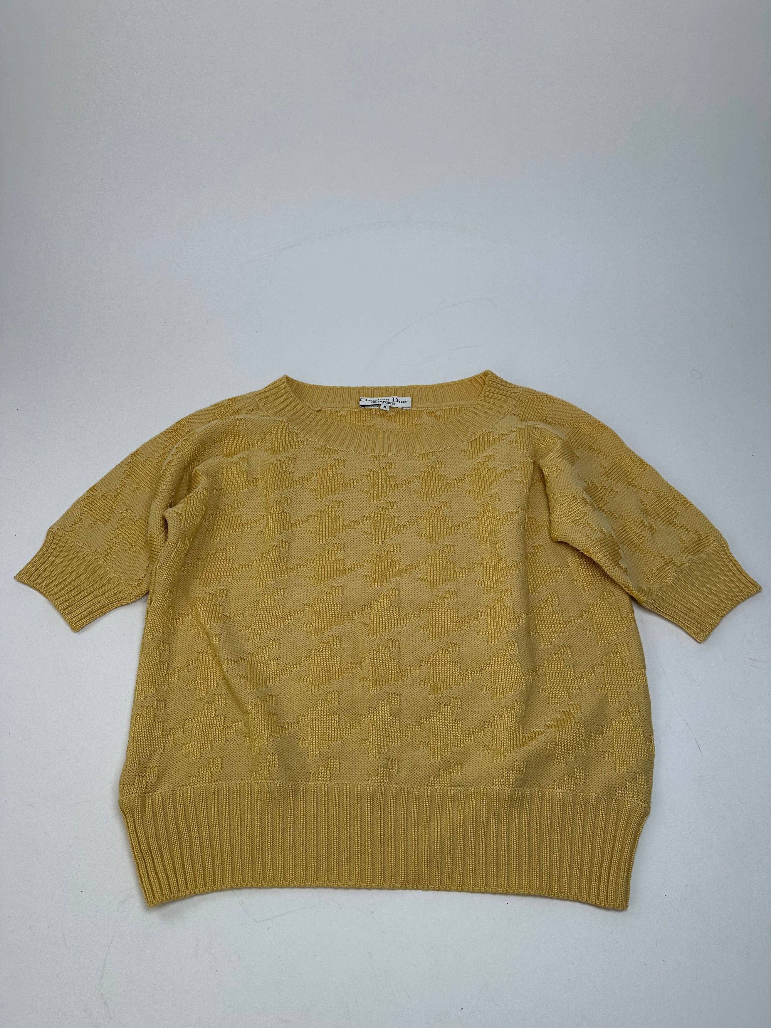 Dior Vintage Short Sleeve Wool Sweater Yellow M Size S / US 4 / IT 40 - 4 Thumbnail