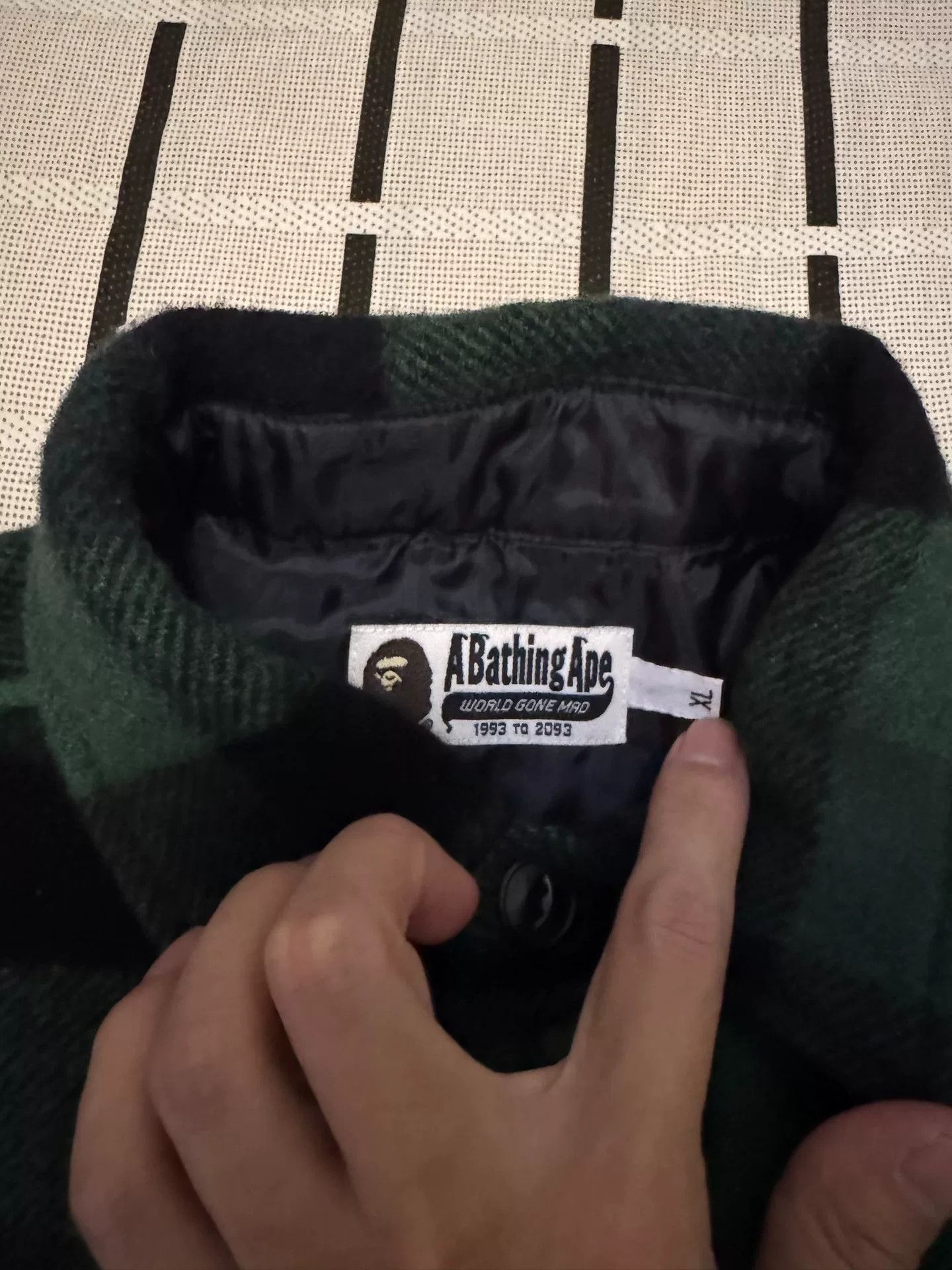 Bape Bape Wool Ape Head Green Shirt XL Men Size US XL / EU 56 / 4 - 6 Thumbnail