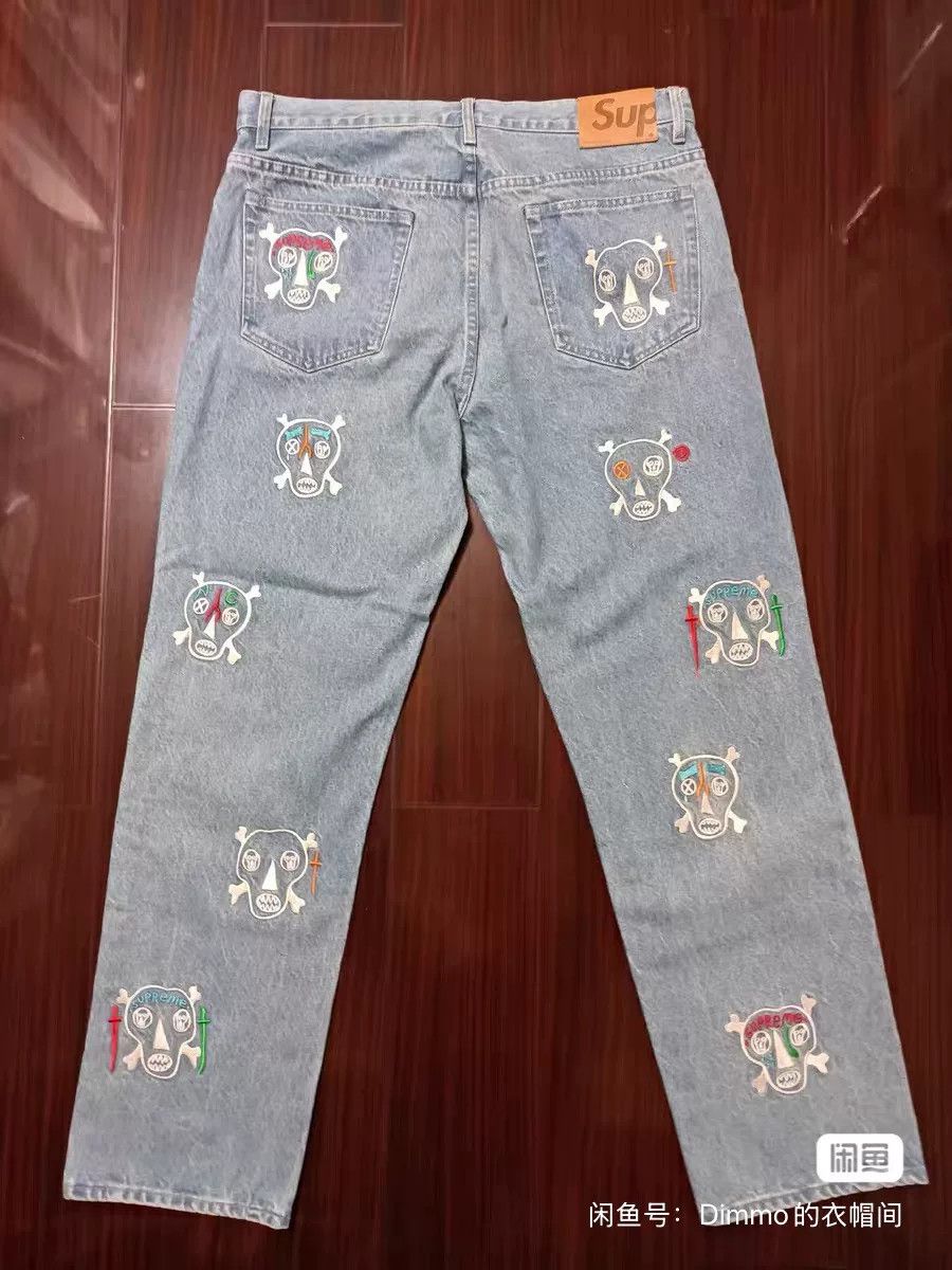Supreme Supreme 21SS Clayton Patterson Skulls Embroidered Jeans Size US 34 / EU 50 - 5 Thumbnail