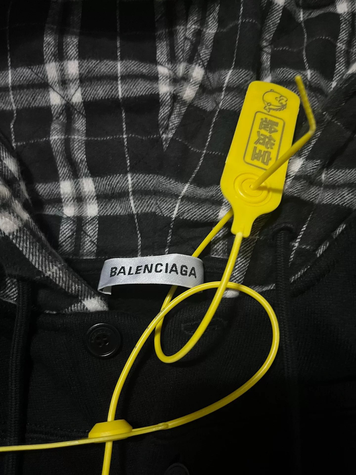 Balenciaga Balenciaga Logo Embroidered Check Hooded Sweatshirt Size US S / EU 44-46 / 1 - 3 Thumbnail