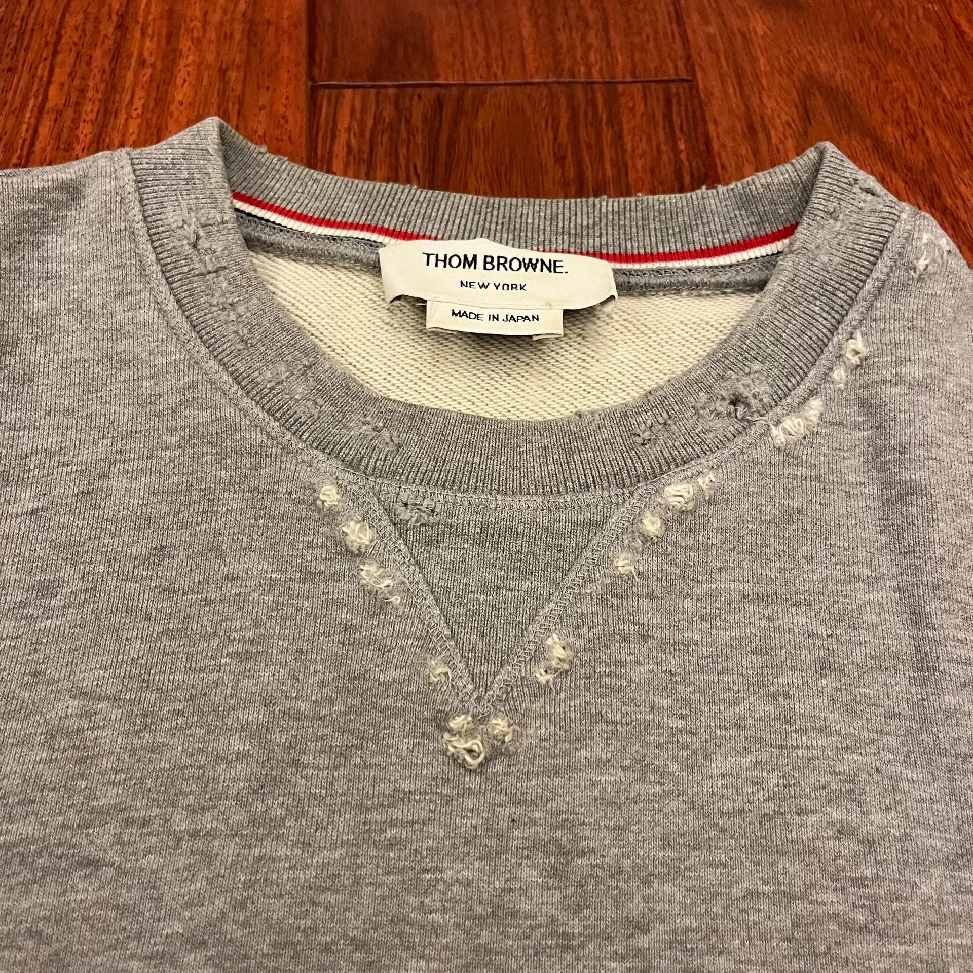 Thom Browne Thom Browne Distressed Gray Pullover Hoodie Size US S / EU 44-46 / 1 - 3 Thumbnail