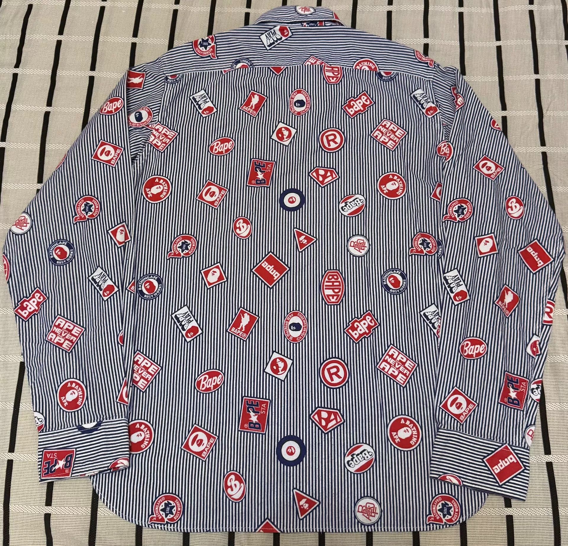 Bape Bape Retro Striped Gold Shirt M Men Size US M / EU 48-50 / 2 - 2 Thumbnail
