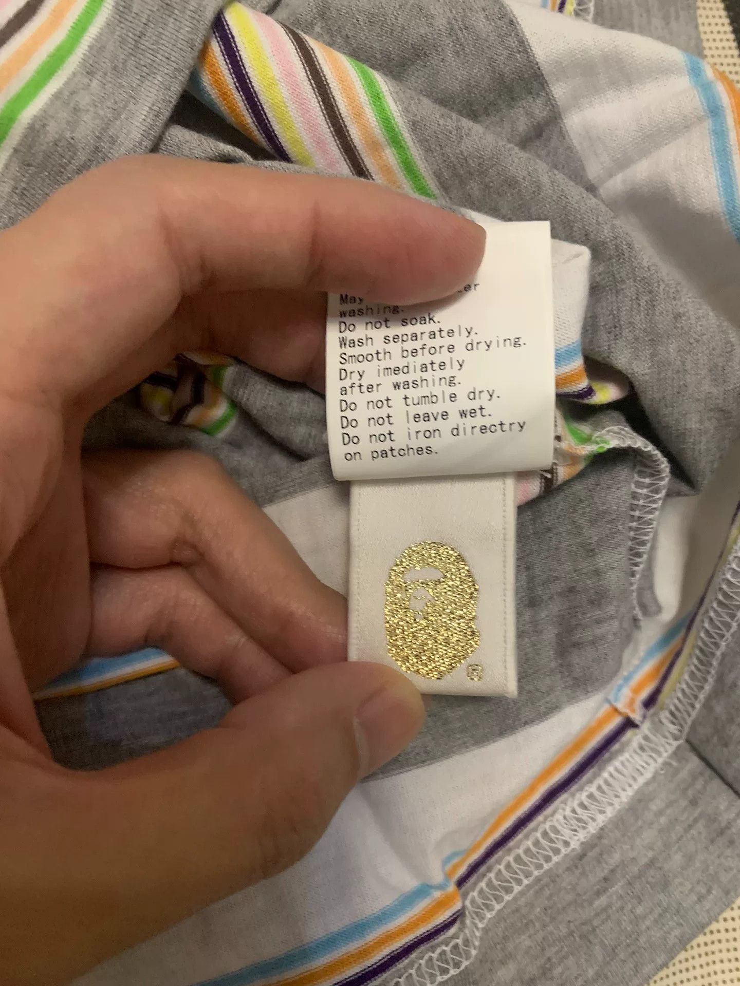 Bape Bape Striped Ape Head Gold T-Shirt L Men Size US L / EU 52-54 / 3 - 5 Thumbnail