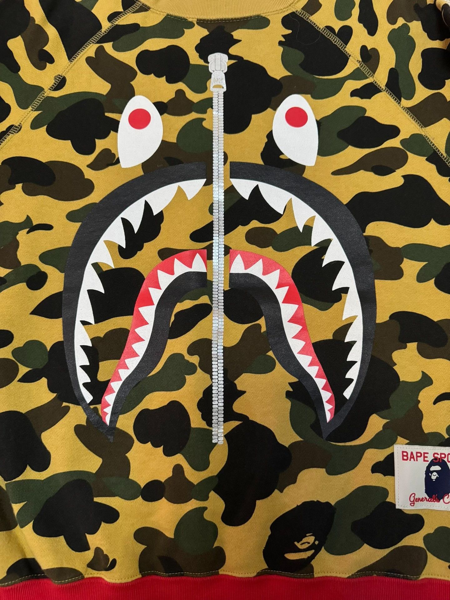 Bape Bape Shark Camo Yellow Hoodie Men Size US M / EU 48-50 / 2 - 2 Thumbnail