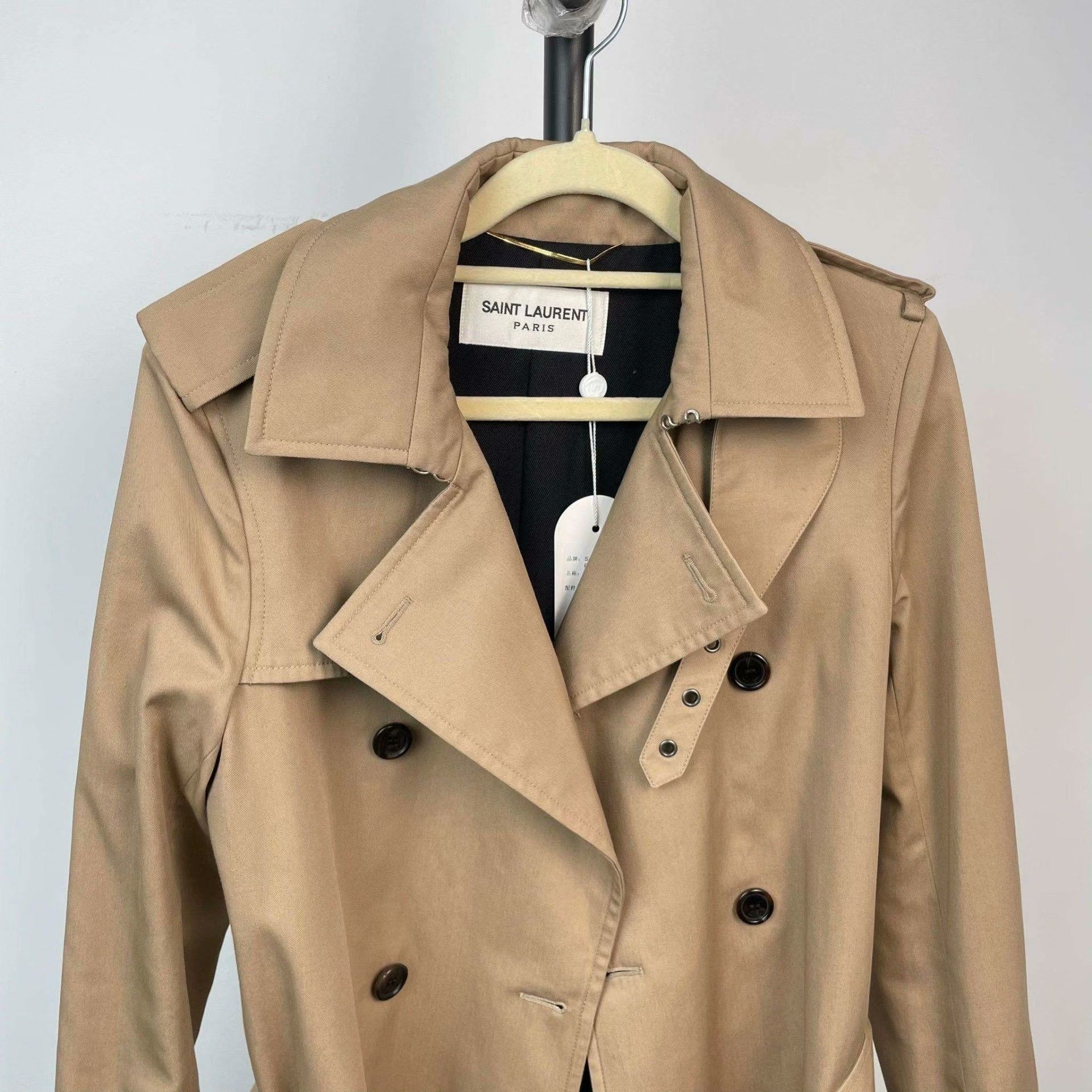 Saint Laurent Paris Saint Laurent Paris Beige Coat S Women Size S / US 4 / IT 40 - 8 Thumbnail