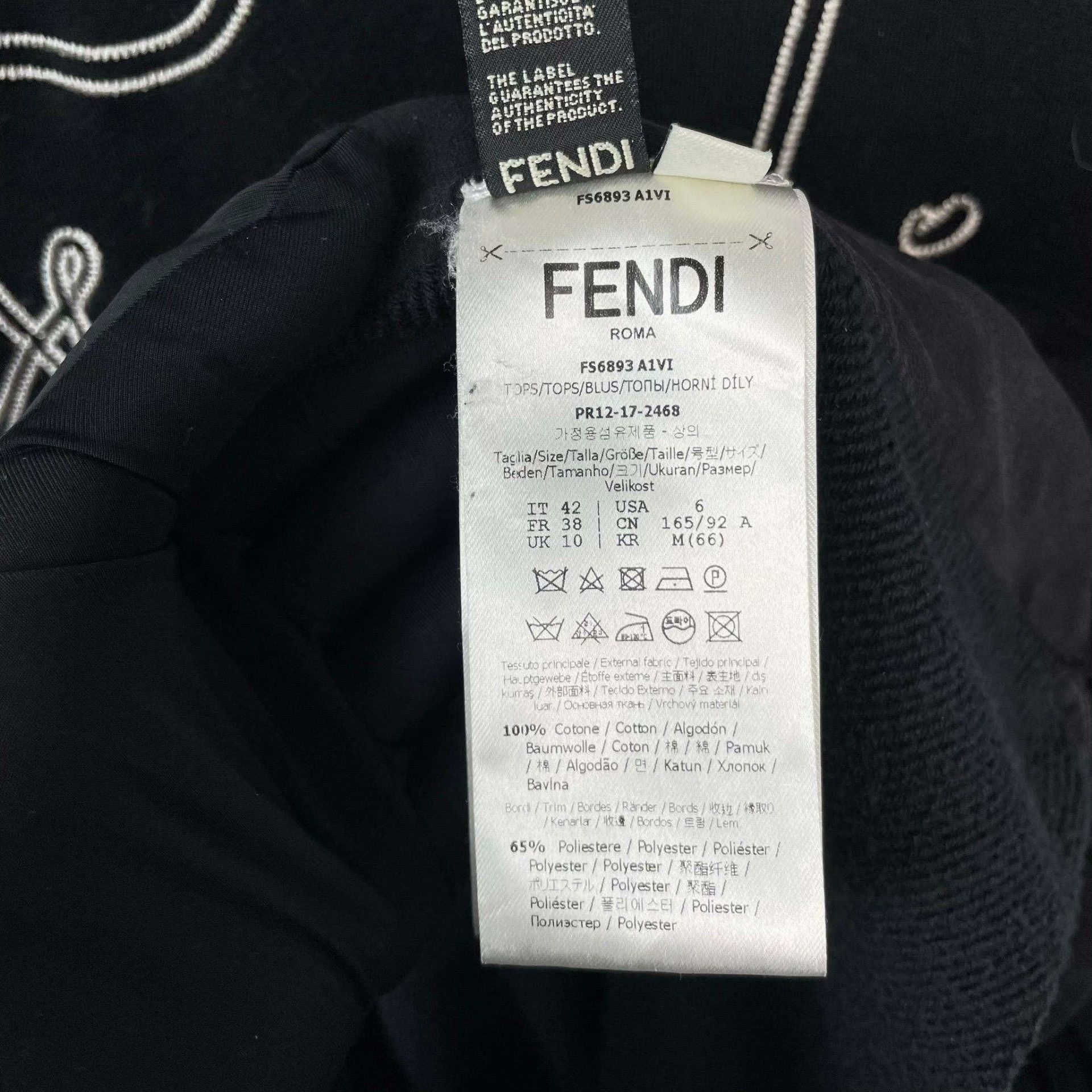 Fendi Fendi Cotton Long Black Hoodie XS Women Size XS / US 0-2 / IT 36-38 - 5 Thumbnail