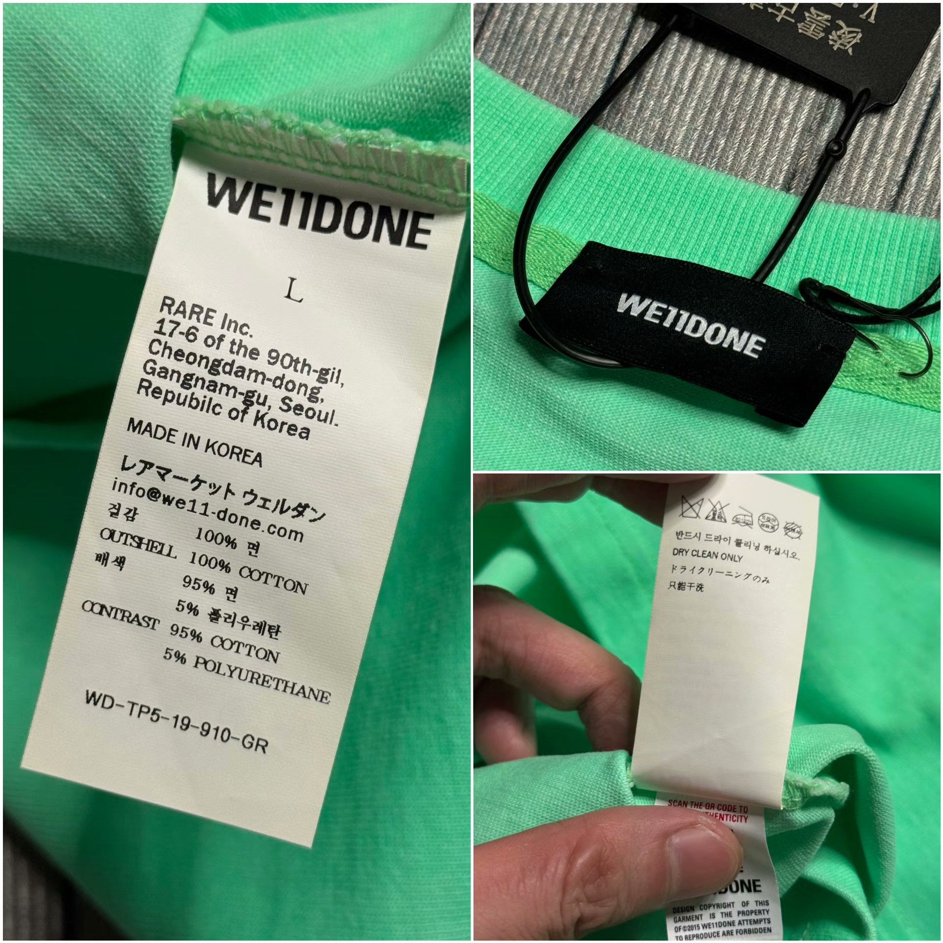 WE11DONE Glow Oversized Green T-Shirt L Men Size US L / EU 52-54 / 3 - 6 Thumbnail