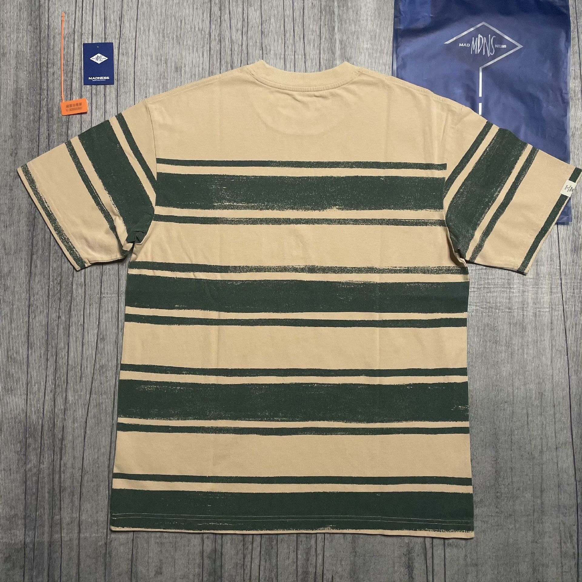 Madness Striped Beige T-Shirt M Men Size US M / EU 48-50 / 2 - 2 Thumbnail