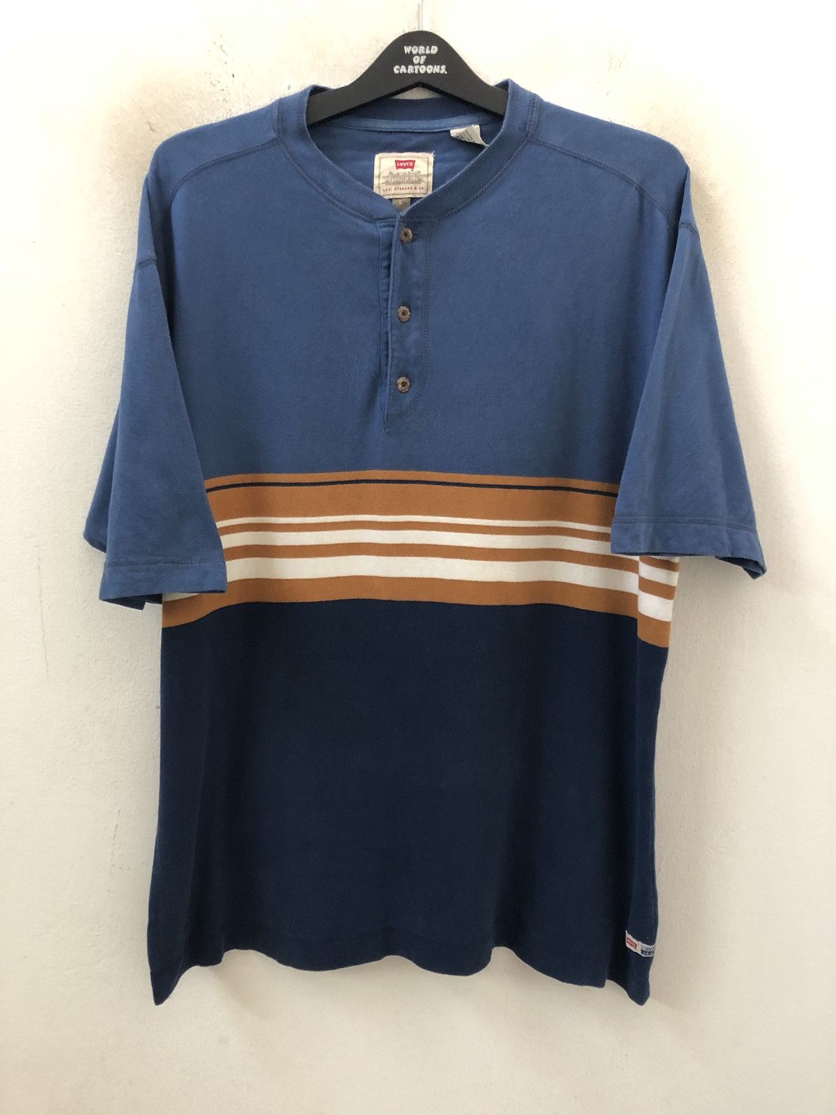 Levi's Vintage 90s Levi's Made in Usa Striped Henley Shirt Size US L / EU 52-54 / 3 - 1 Thumbnail