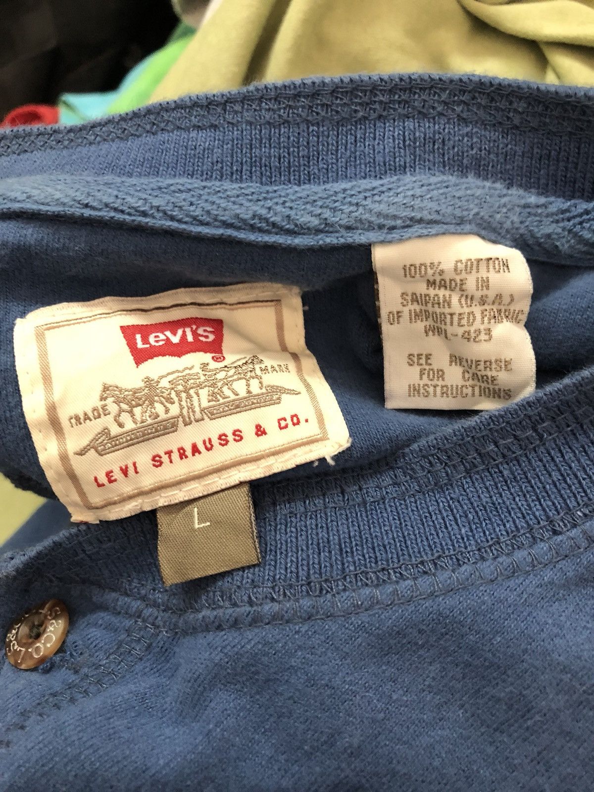 Levi's Vintage 90s Levi's Made in Usa Striped Henley Shirt Size US L / EU 52-54 / 3 - 9 Thumbnail