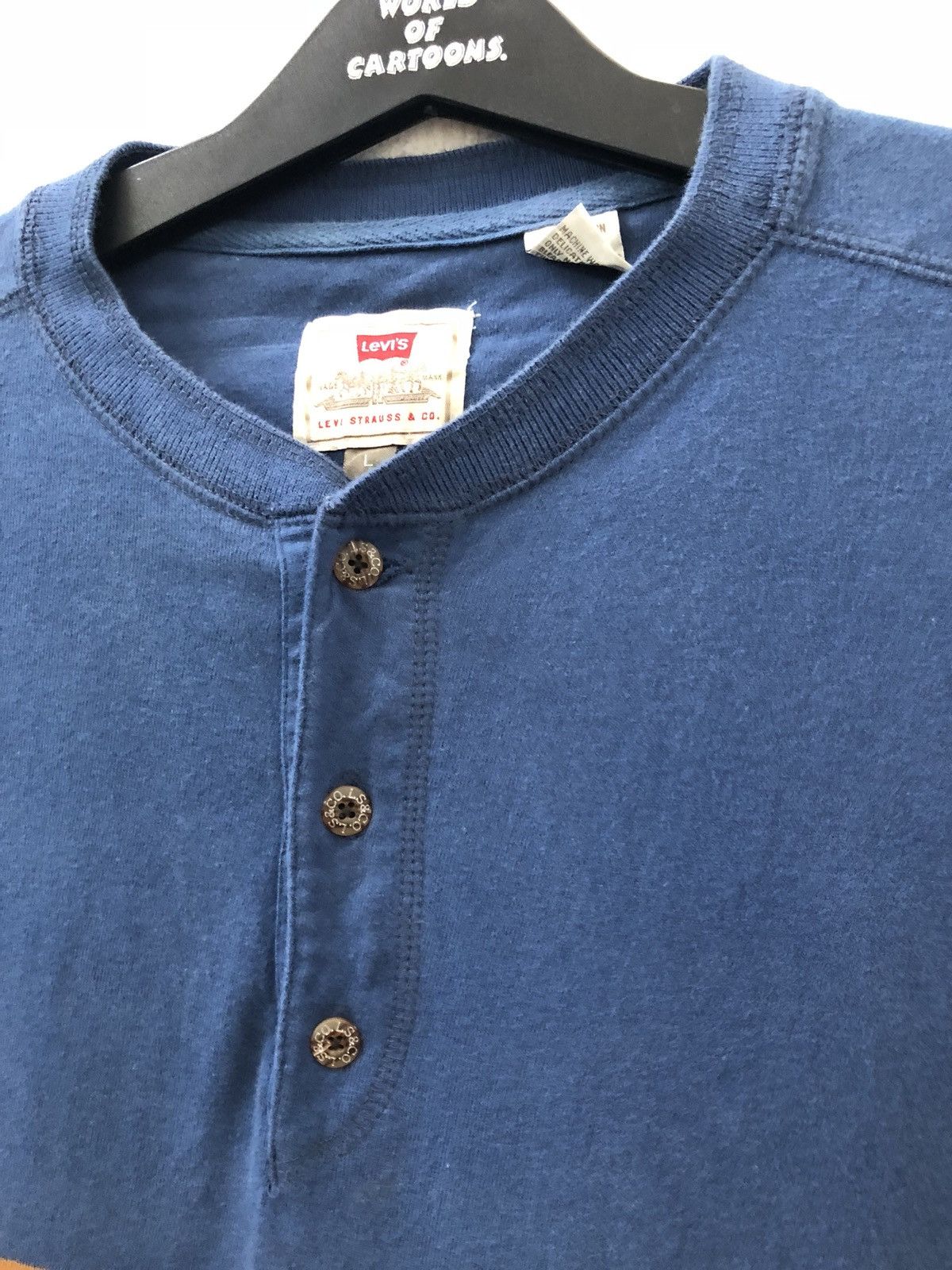 Levi's Vintage 90s Levi's Made in Usa Striped Henley Shirt Size US L / EU 52-54 / 3 - 3 Thumbnail