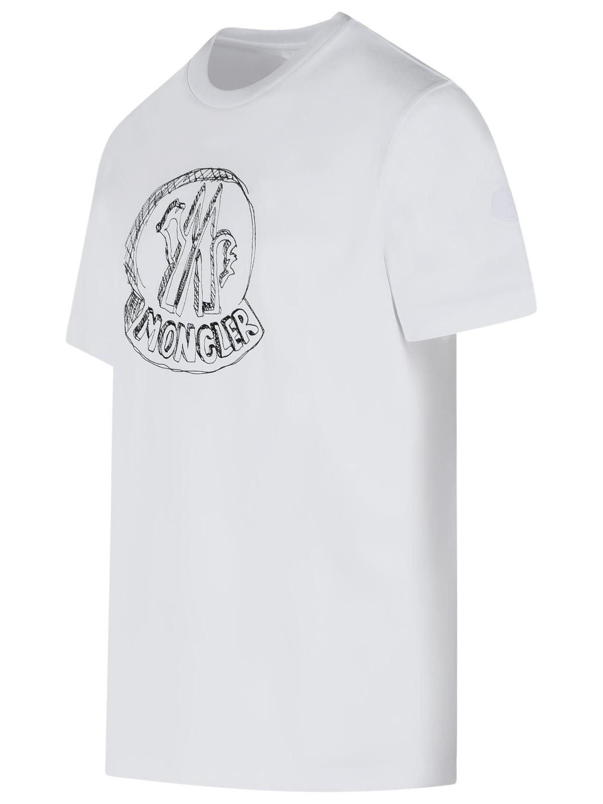 Moncler MONCLER White Cotton T-Shirt Size US L / EU 52-54 / 3 - 2 Thumbnail