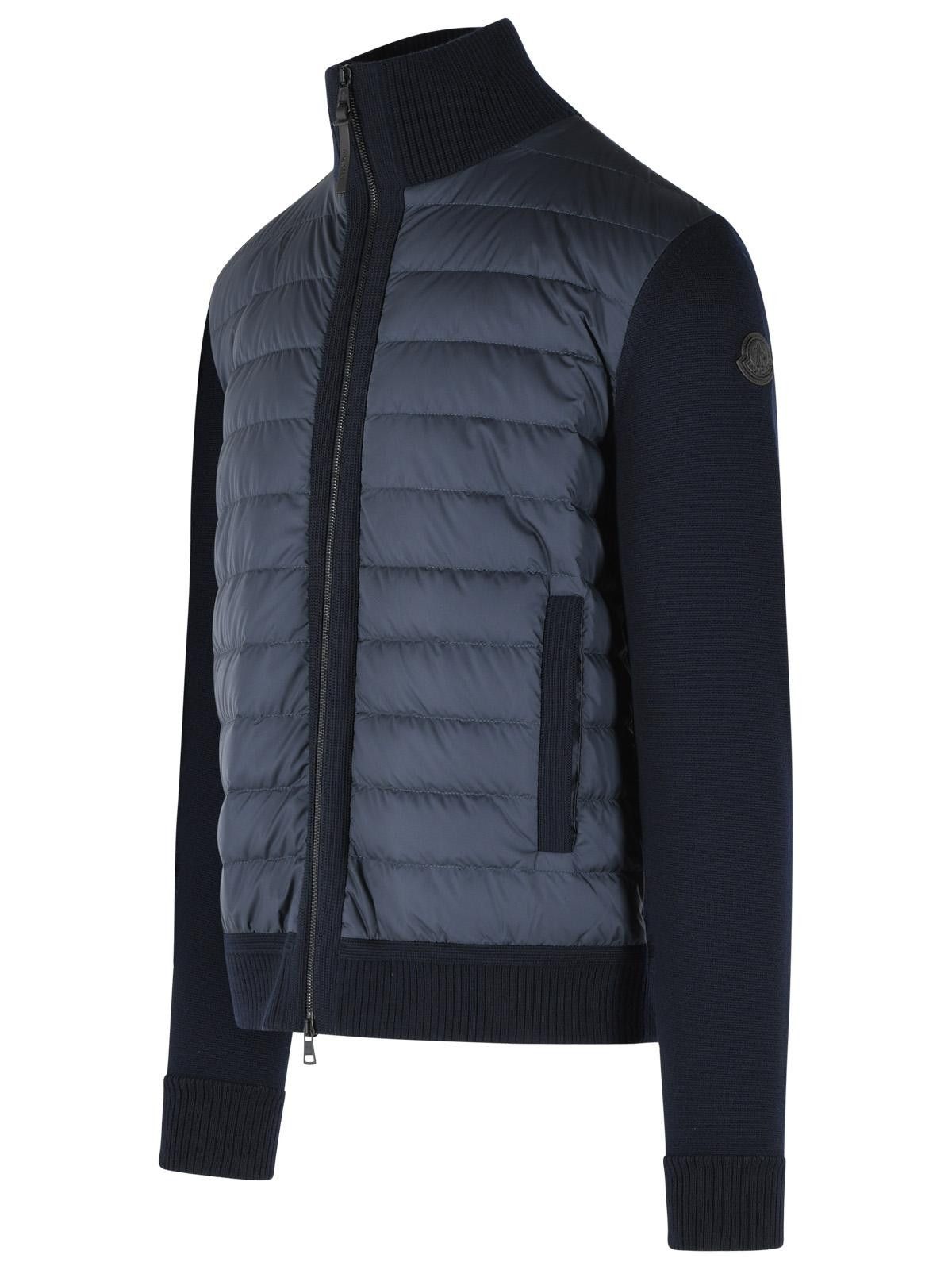 Moncler MONCLER Padded Virgin Wool Cardigan With Zip Navy Blue Size US L / EU 52-54 / 3 - 2 Thumbnail