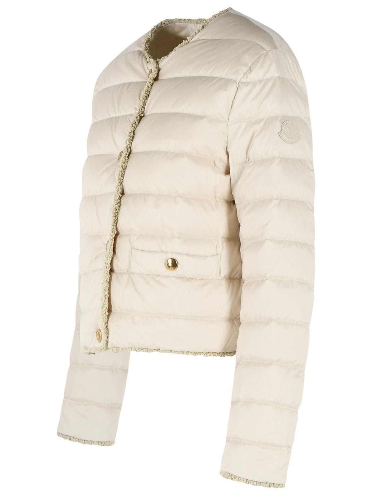 Moncler MONCLER 'Fleurs' Short Down Jacket With Light Beige Polyamide Bouclé Trim Size L / US 10 / IT 46 - 2 Thumbnail