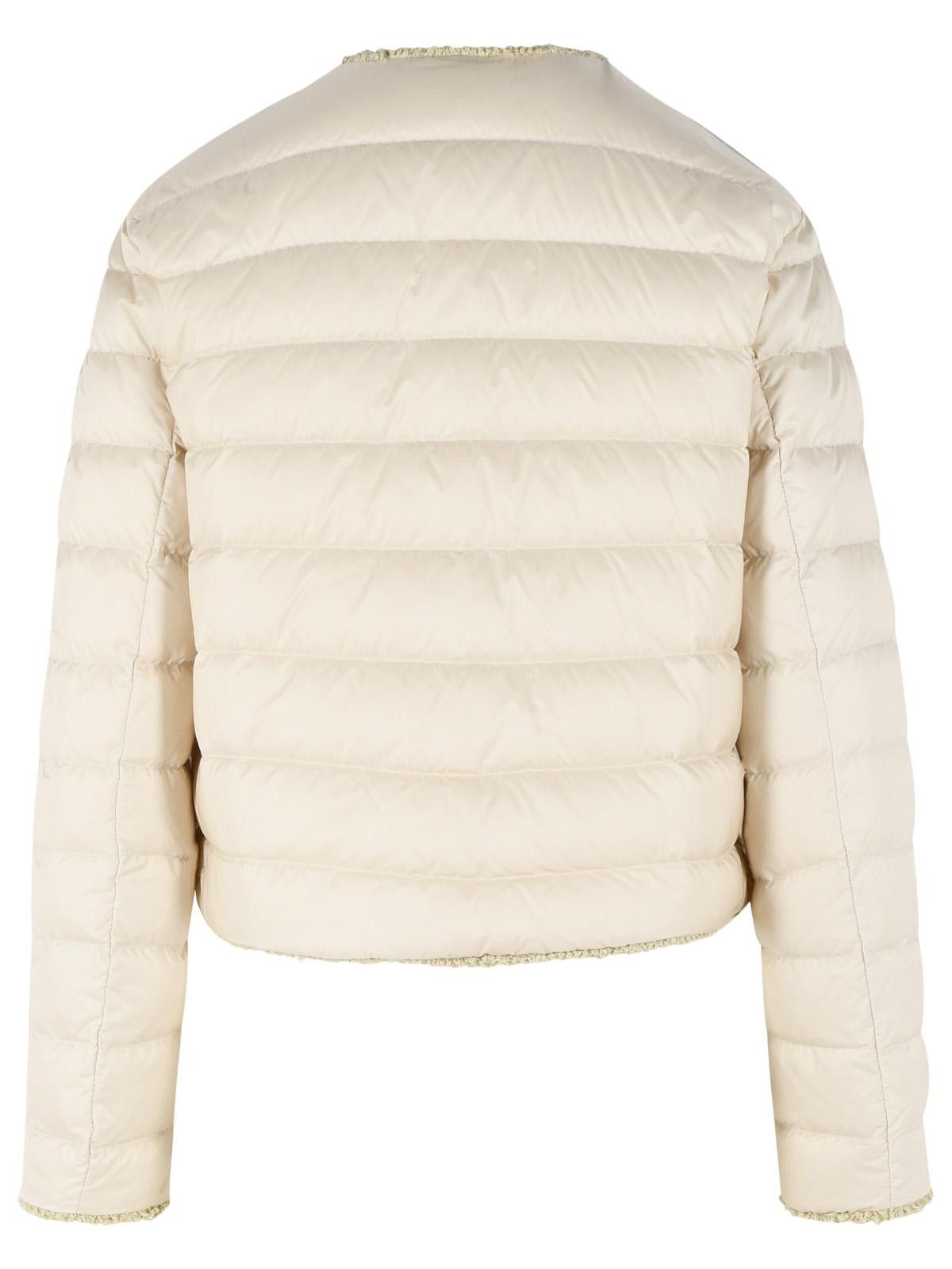 Moncler MONCLER 'Fleurs' Short Down Jacket With Light Beige Polyamide Bouclé Trim Size L / US 10 / IT 46 - 3 Thumbnail