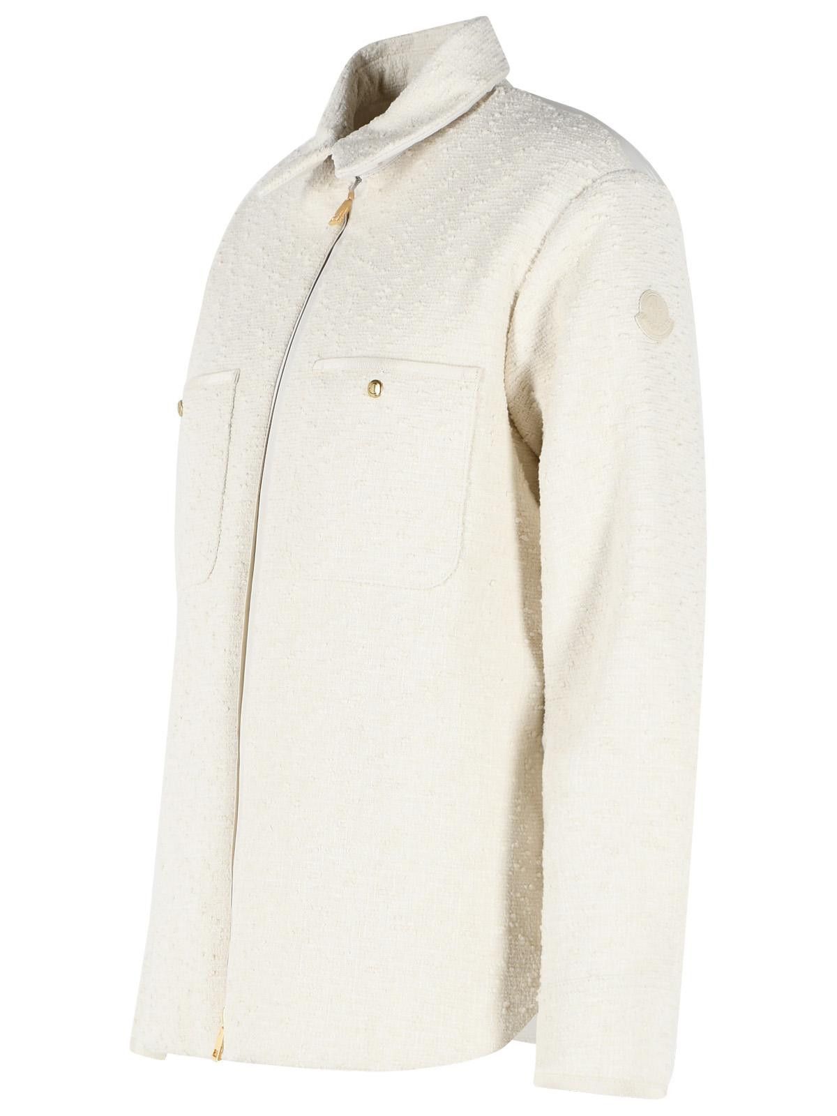 Moncler MONCLER Padded Shirt Jacket In Ivory White Bouclé Cotton Blend Size S / US 4 / IT 40 - 2 Thumbnail