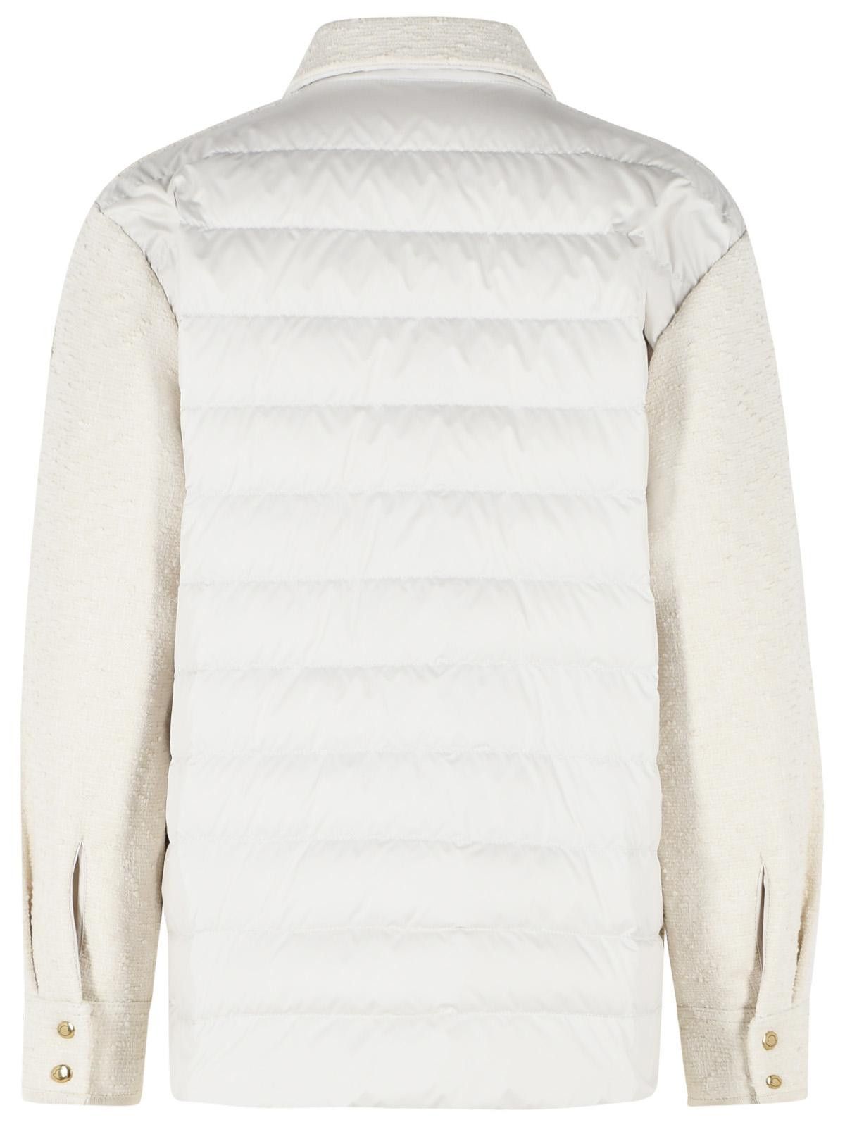 Moncler MONCLER Padded Shirt Jacket In Ivory White Bouclé Cotton Blend Size S / US 4 / IT 40 - 3 Thumbnail