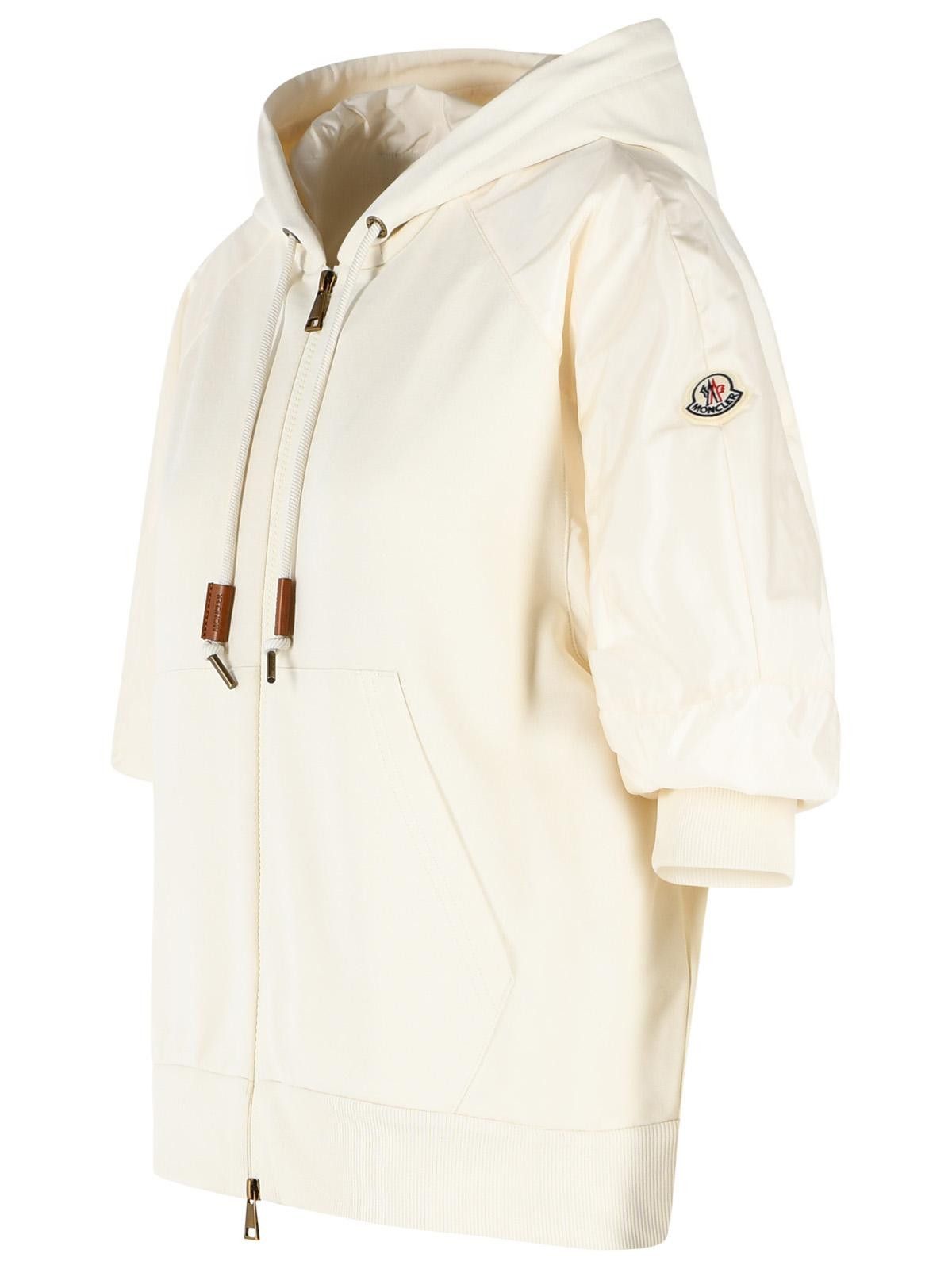 Moncler MONCLER Ivory White Cotton Hoodie Size M / US 6-8 / IT 42-44 - 2 Thumbnail