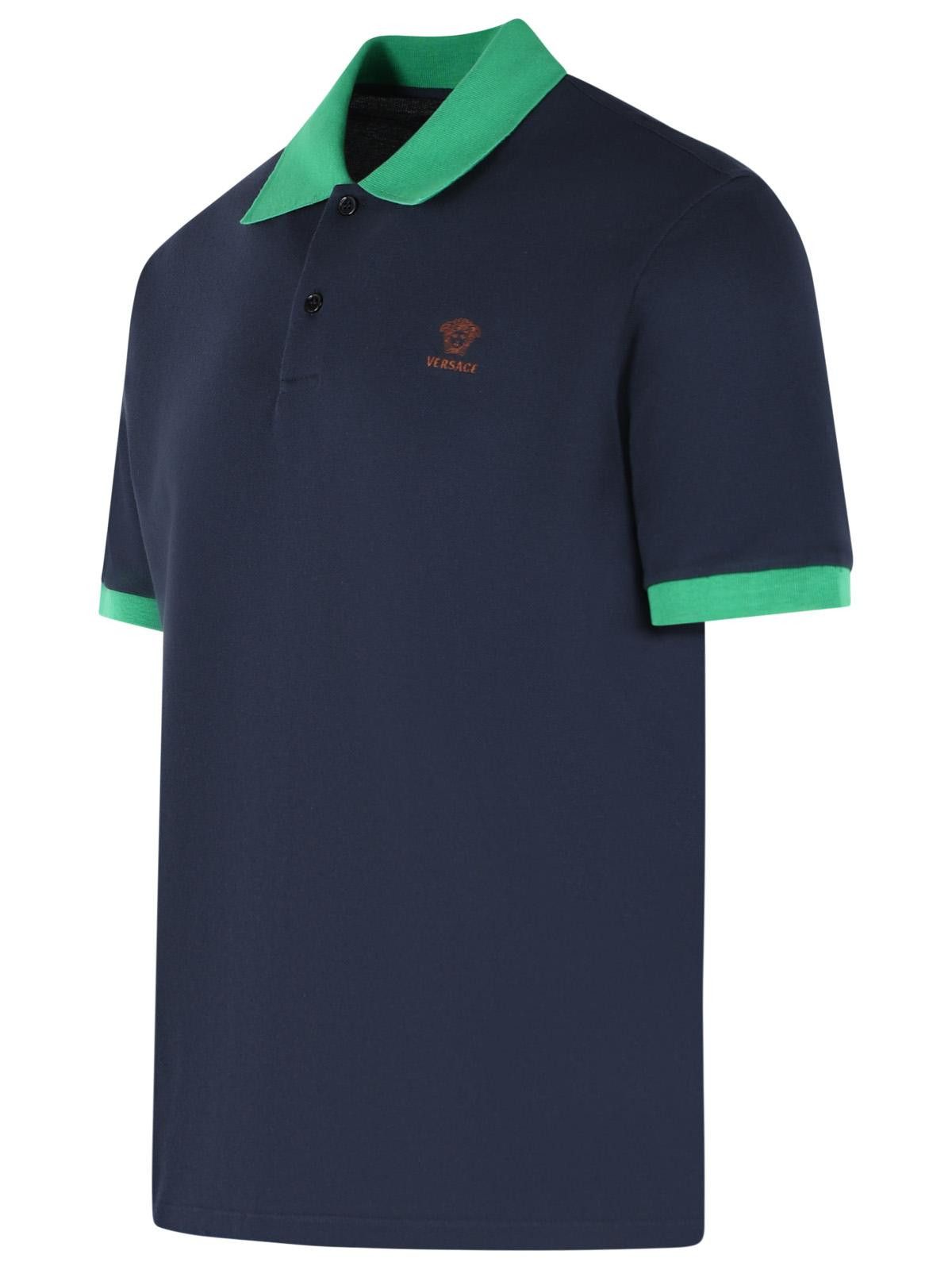 Versace VERSACE Dark Navy Cotton Polo Shirt Size US M / EU 48-50 / 2 - 2 Thumbnail