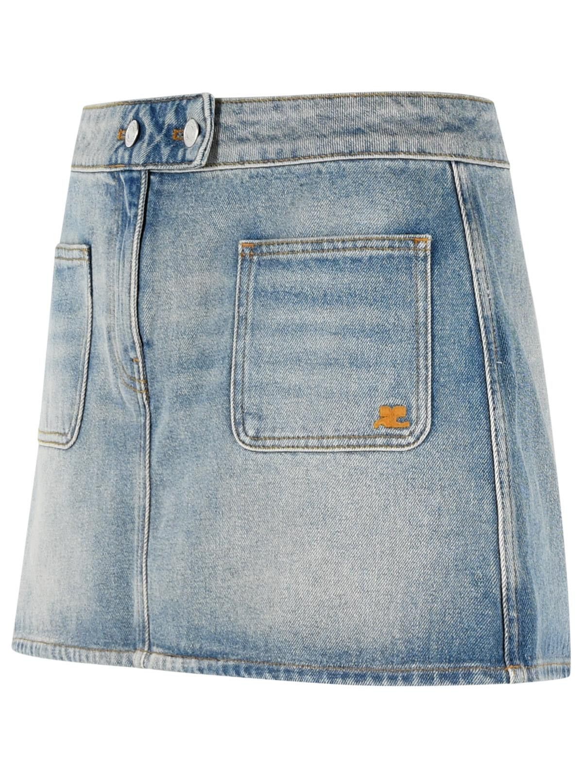 Courreges COURREGES Light Blue Cotton Denim Miniskirt Size 28" / US 6 / IT 42 - 2 Thumbnail