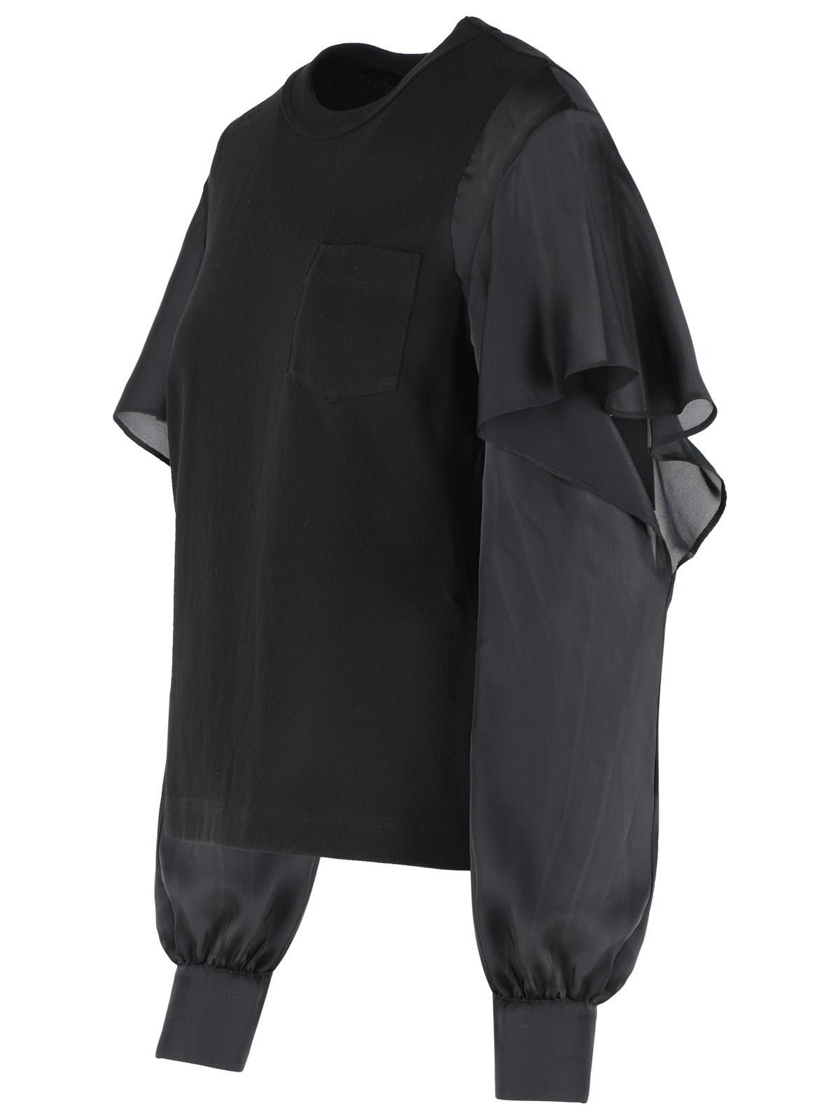 Sacai SACAI Black Cotton T-Shirt Size M / US 6-8 / IT 42-44 - 2 Thumbnail