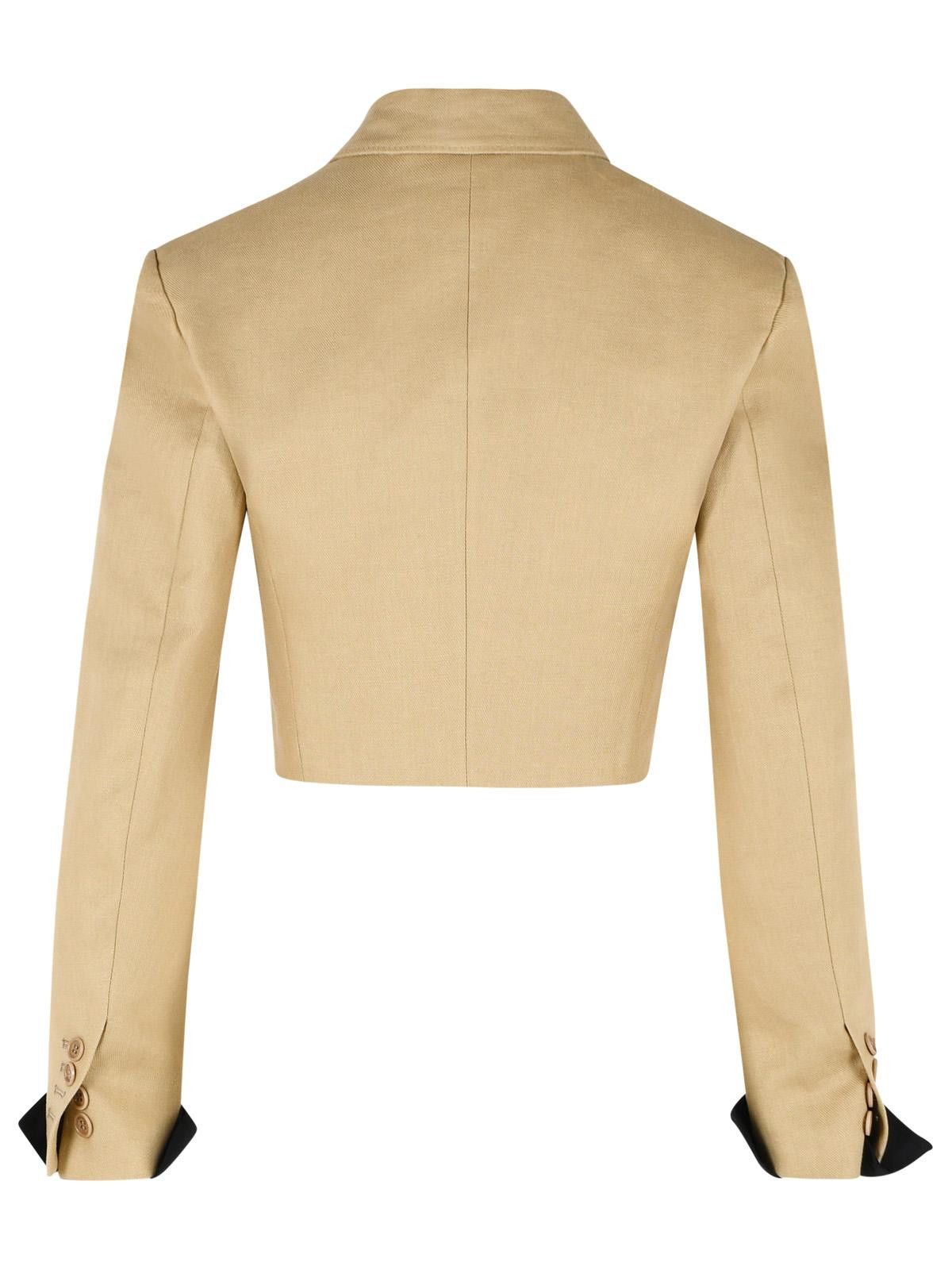 Max Mara MAX MARA 'Buono' Diagonal Cropped Jacket In Camel Linen Size M / US 6-8 / IT 42-44 - 3 Thumbnail