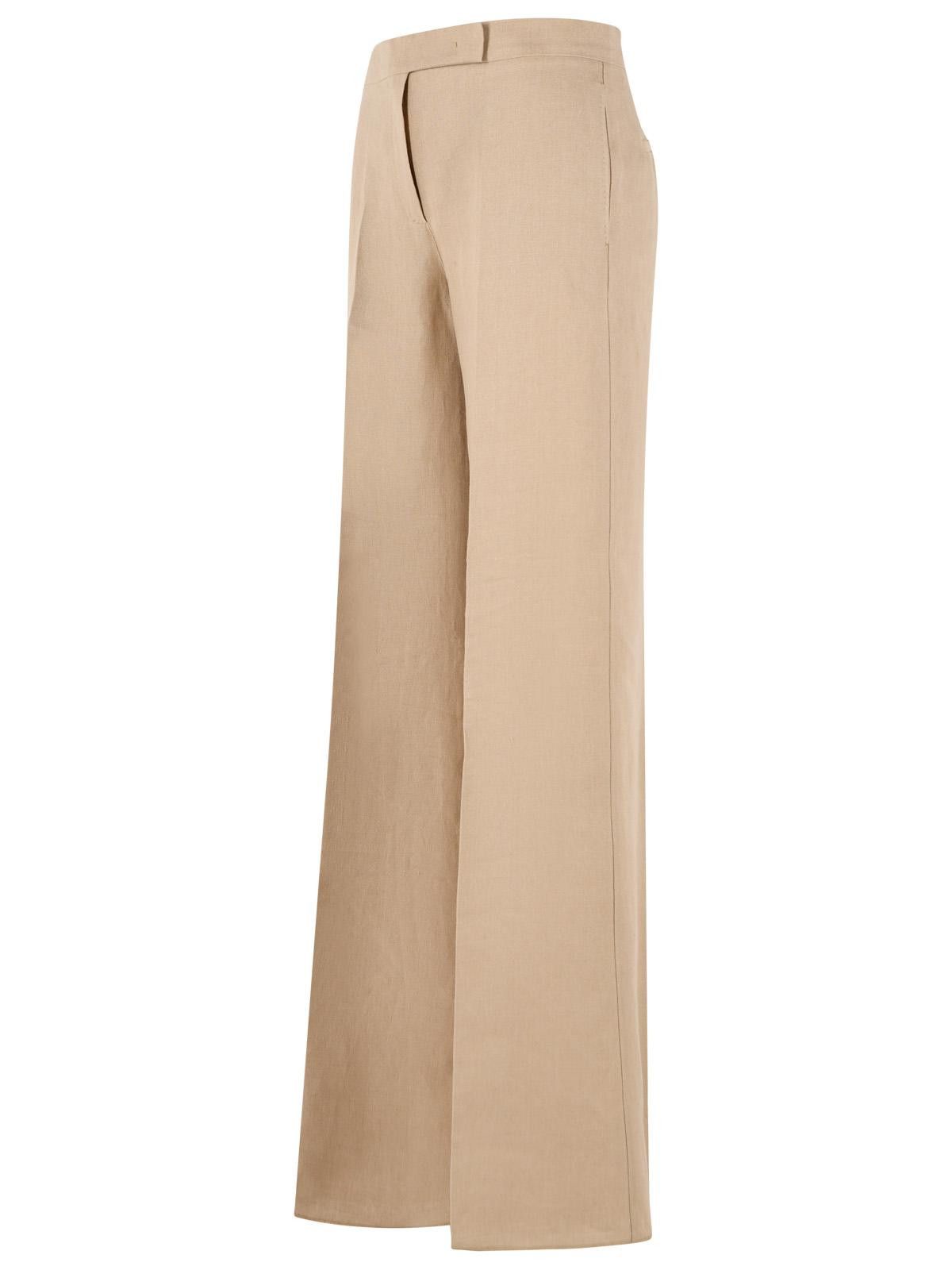 Max Mara MAX MARA 'Big' Regular Fit Pants In Camel Linen Natté Size 26" / US 2 / IT 38 - 2 Thumbnail