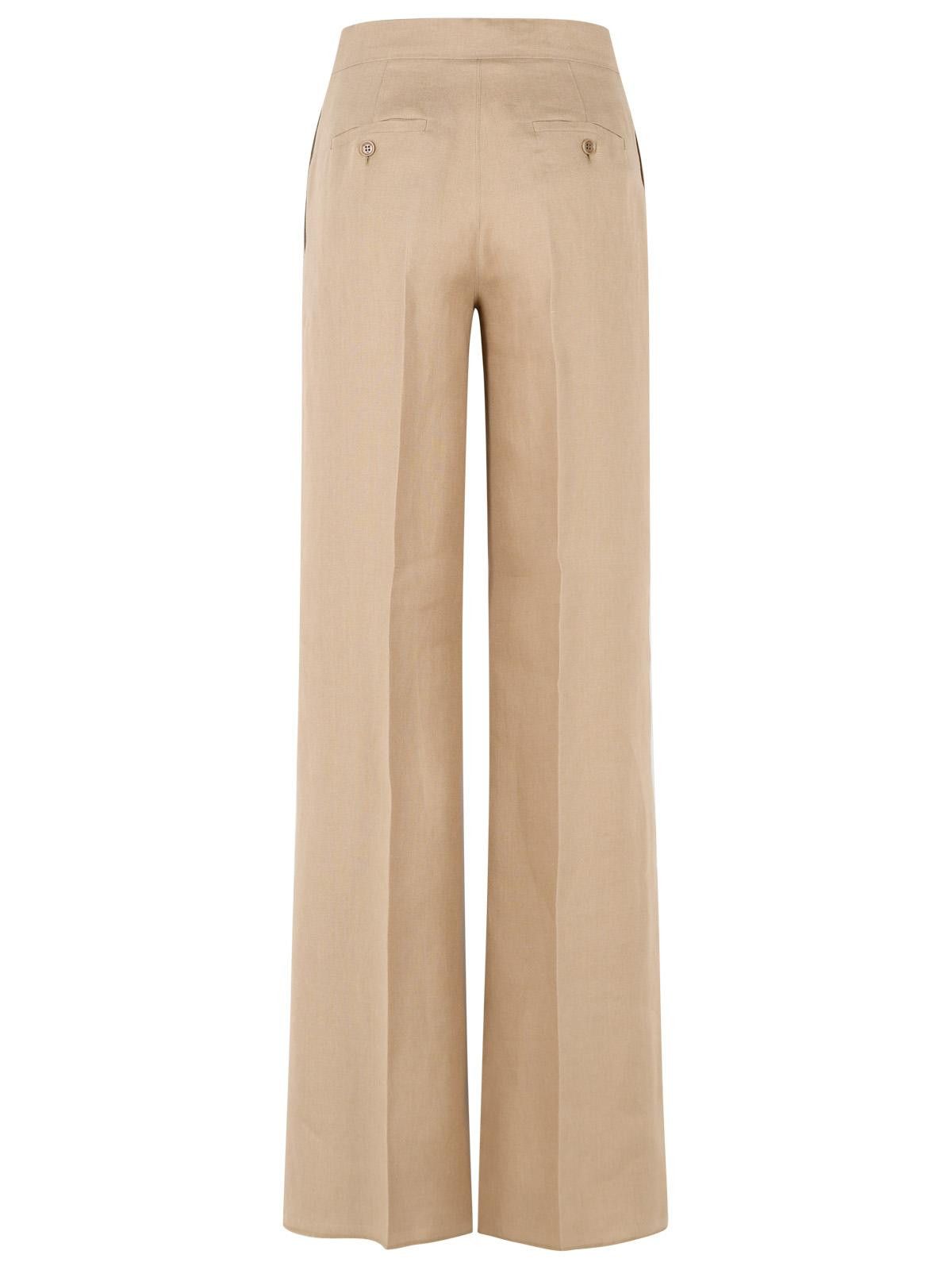 Max Mara MAX MARA 'Big' Regular Fit Pants In Camel Linen Natté Size 30" / US 8 / IT 44 - 3 Thumbnail