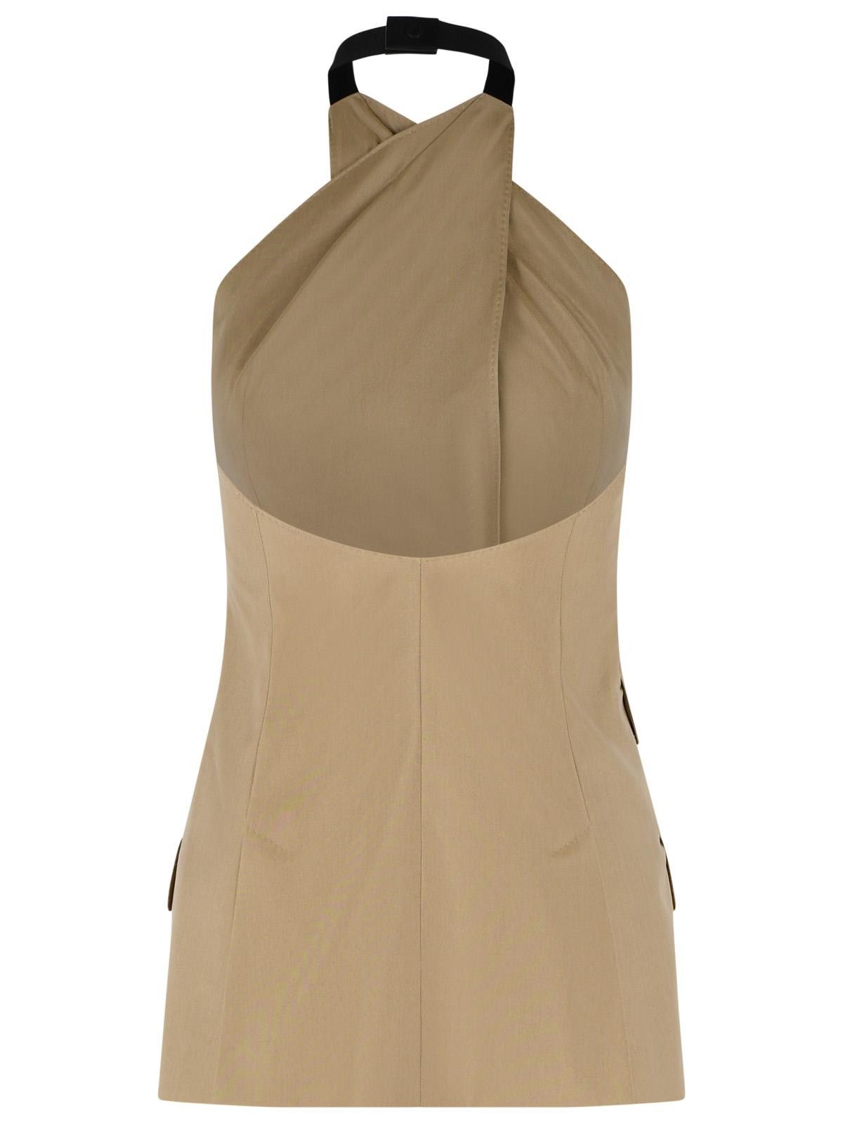 Max Mara MAX MARA 'Nuraghe' Sleeveless Jacket In Camel Wool And Silk Poplin Size M / US 6-8 / IT 42-44 - 3 Thumbnail