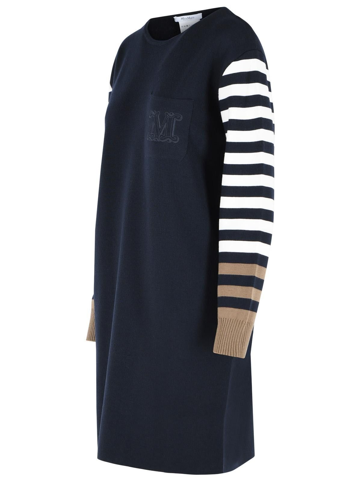 Max Mara MAX MARA Cotro 'Velo' Dress In Navy Blue Virgin Wool Size L / US 10 / IT 46 - 2 Thumbnail