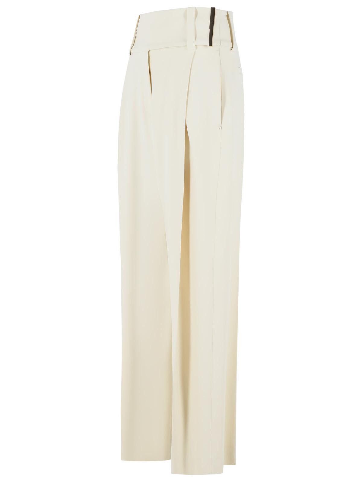 Sportmax SPORTMAX 'Oblo' Wide Trousers In Ivory White Stretch Viscose Size 27" / US 4 / IT 40 - 2 Thumbnail