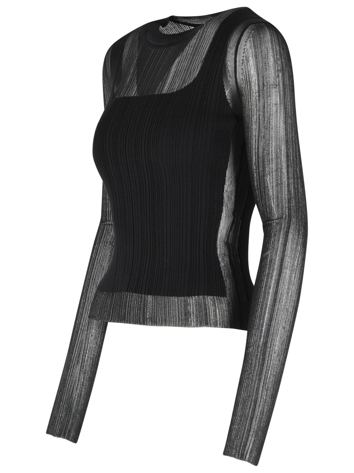 Sportmax SPORTMAX 'Buono' Trompe L'oeil Sweater In Black Viscose Blend Size L / US 10 / IT 46 - 2 Thumbnail